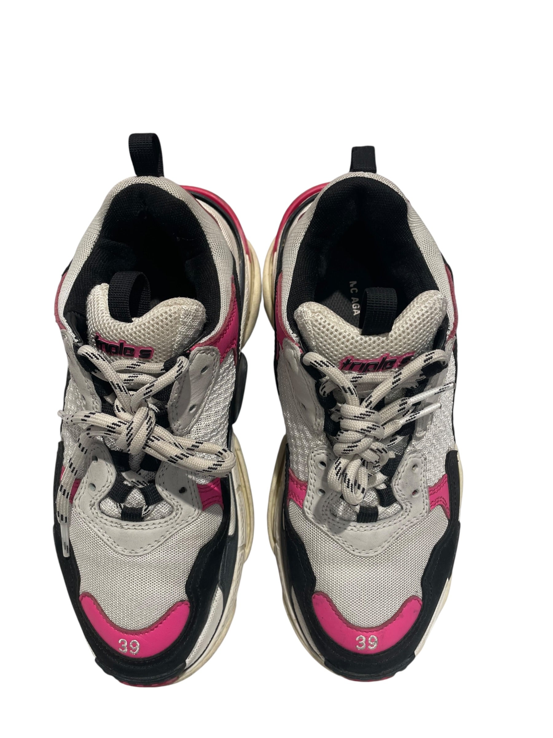 BALENCIAGA/Low-Sneakers/US 9/Polyester/PNK/Triple S view 3