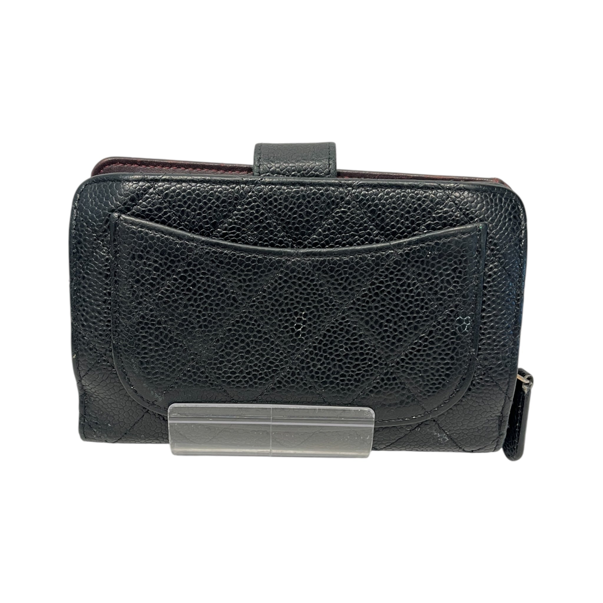 CHANEL/Trifold Wallet/Leather/BLK/L's/CAVIAR QUILTED ZIP POCKET view 2