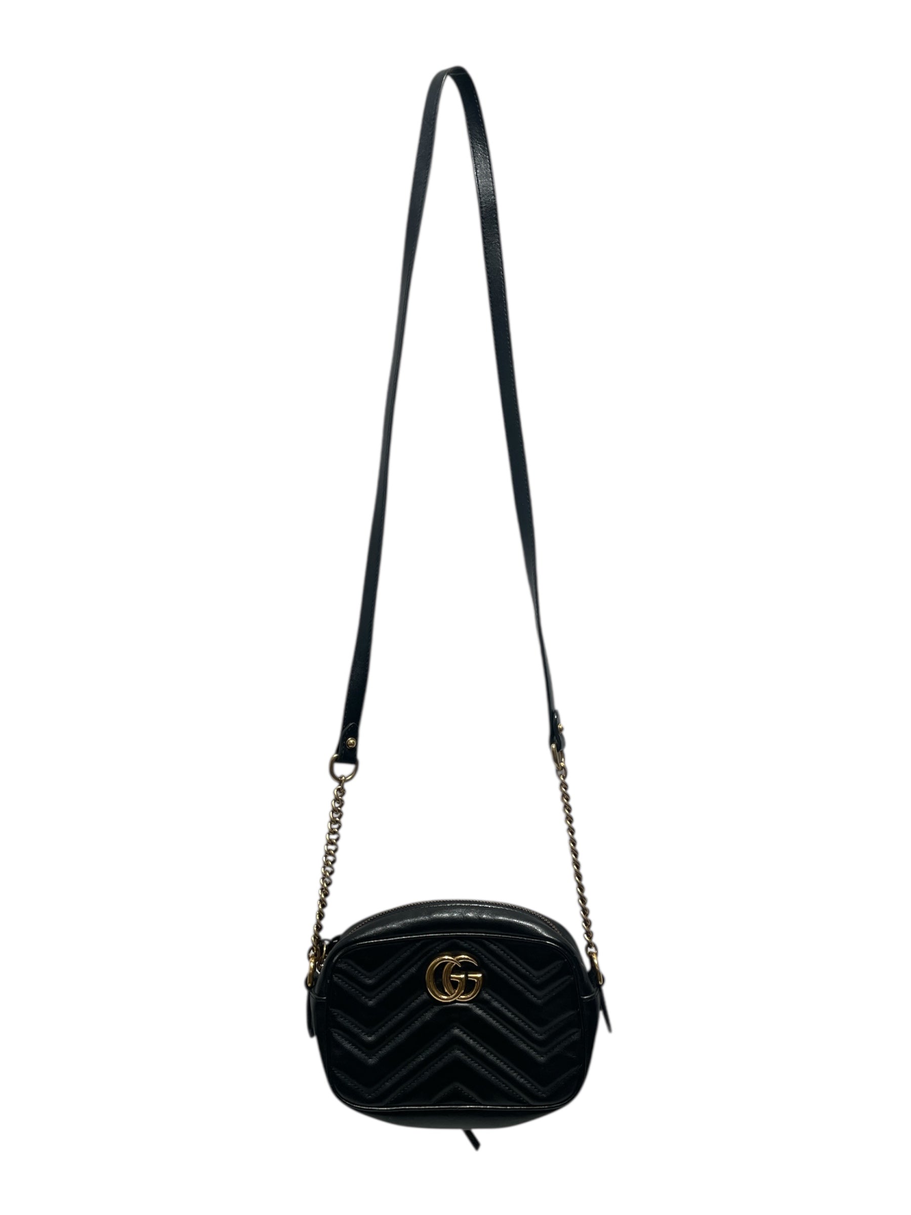 GUCCI/Cross Body Bag/Leather/BLK/GG Marmont Shoulder Bag view 1