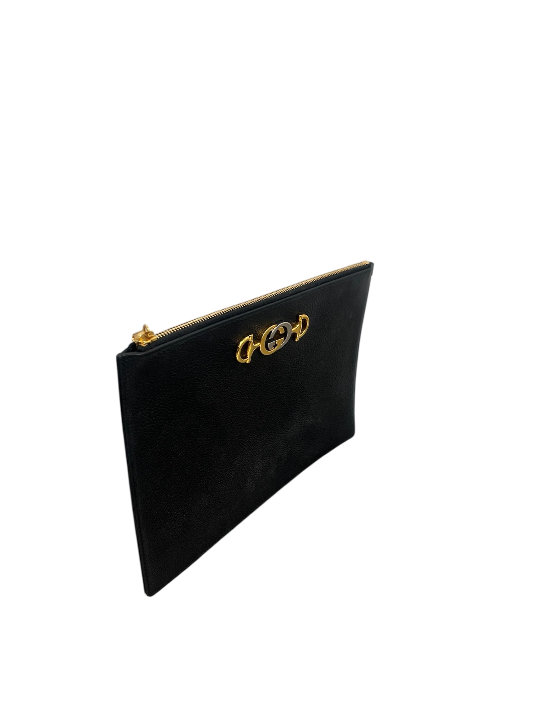 GUCCI/Pouch/Leather/BLK/Interlock Logo Pouch view 3