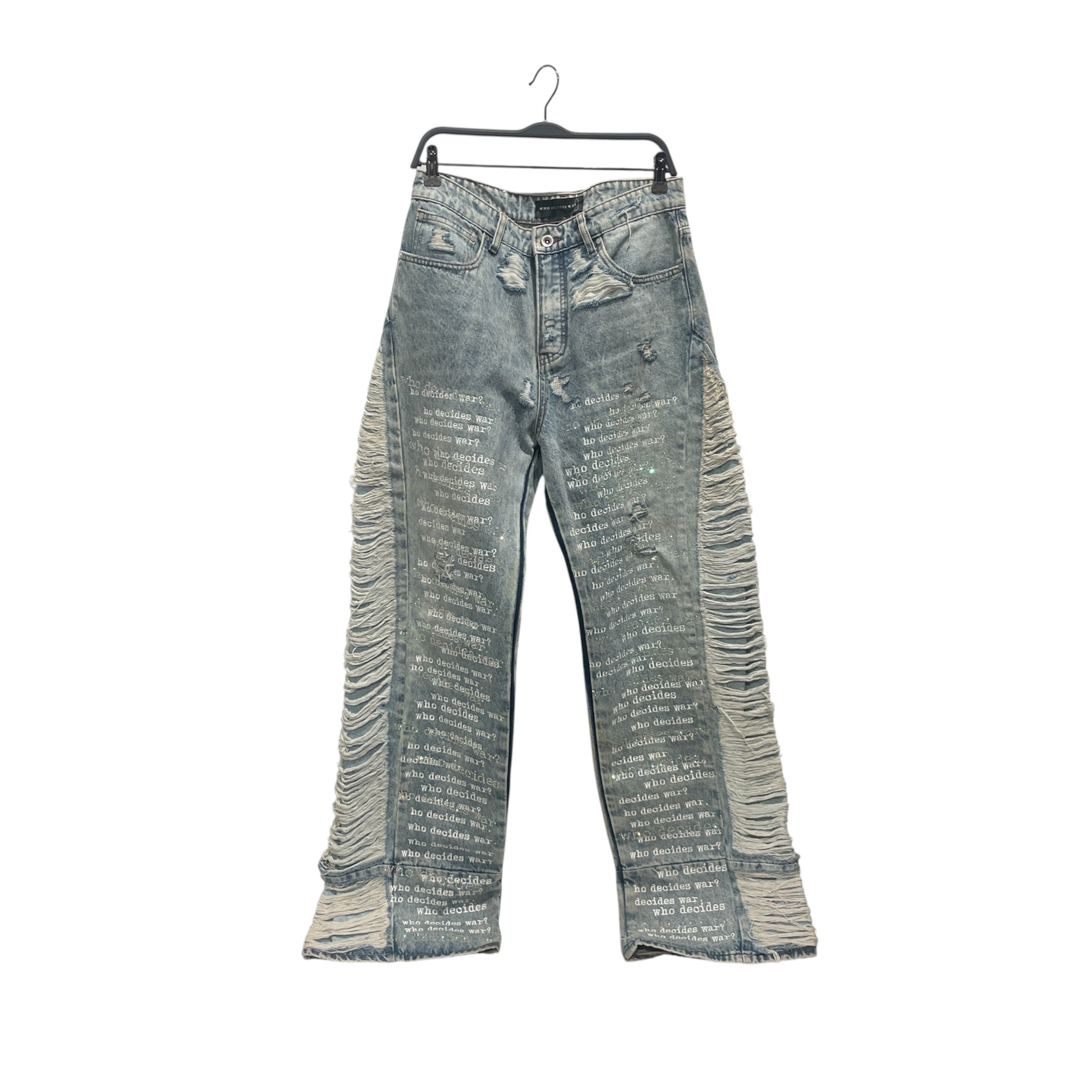 WHO DECIDES WAR/Pants/32/Cotton/BLU/Graphic/ Ultra Flare Scripture Denim view 1