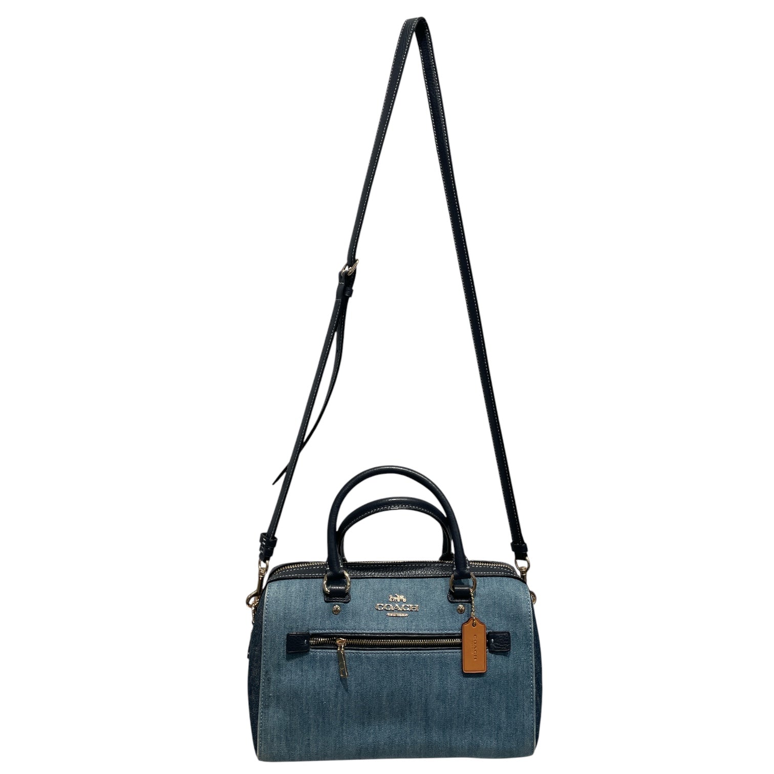 COACH/Cross Body Bag/Cotton/IDG/TWO TONE DENIM DRK BLU HANDLE view 1