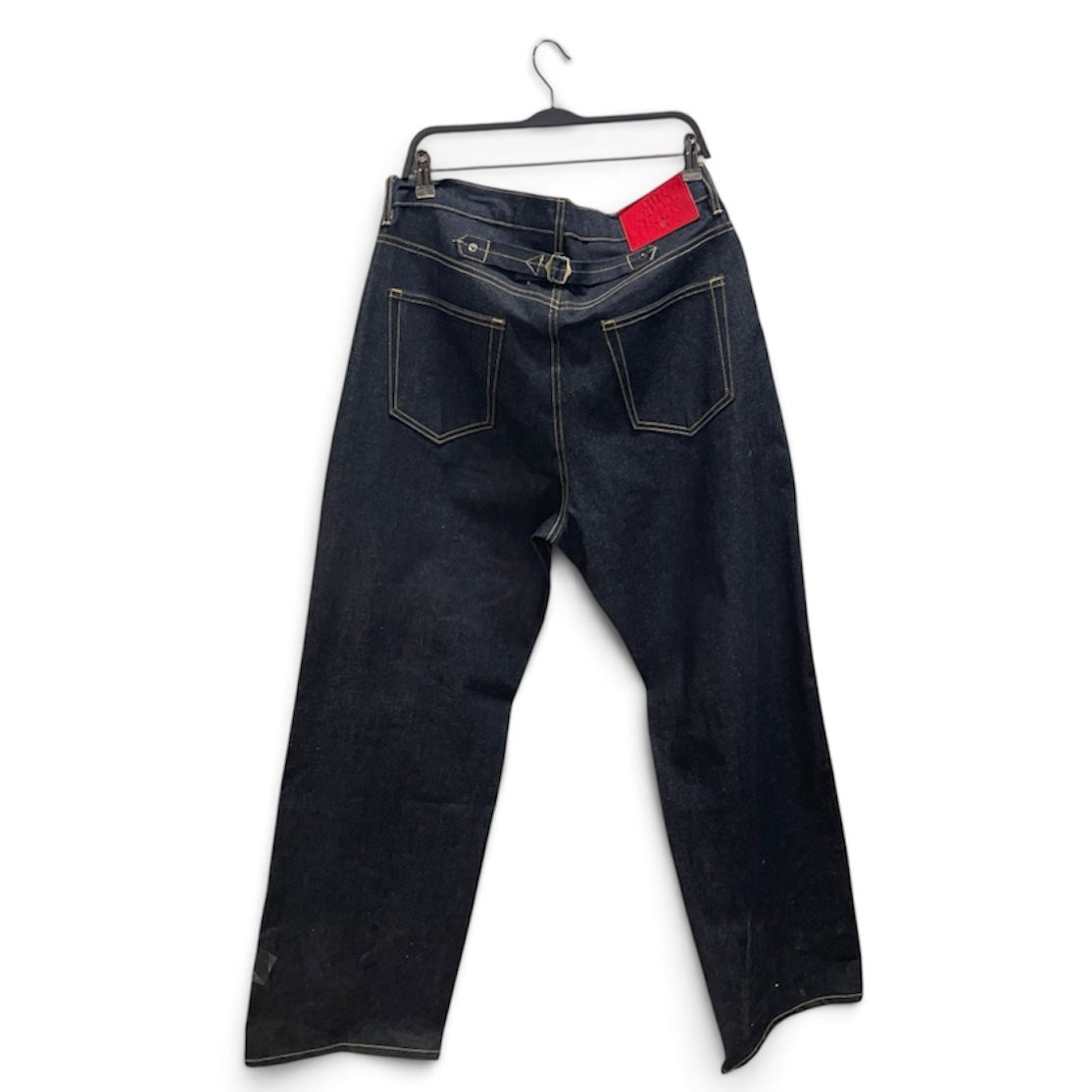 Sp5der/Straight Pants/34/Denim/NVY/BRWN STITCHING/LOGO ON CROTCH view 2
