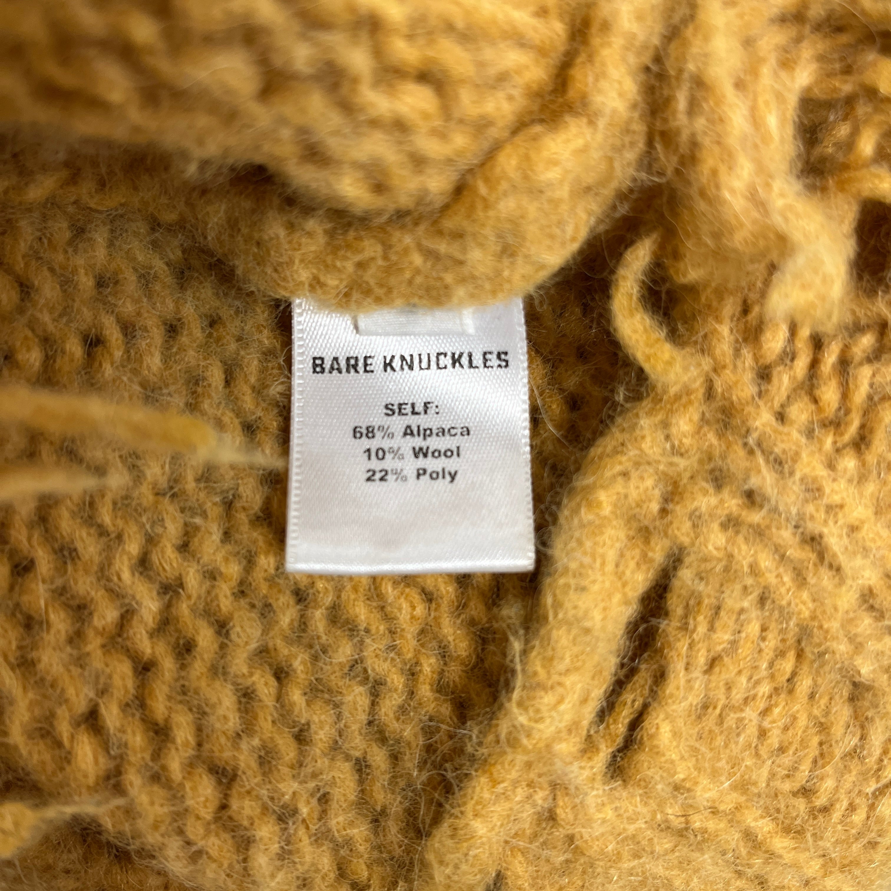 BARE KNUCKLES/Cardigan/M/Wool/GLD/Distressed Cardigan view 4