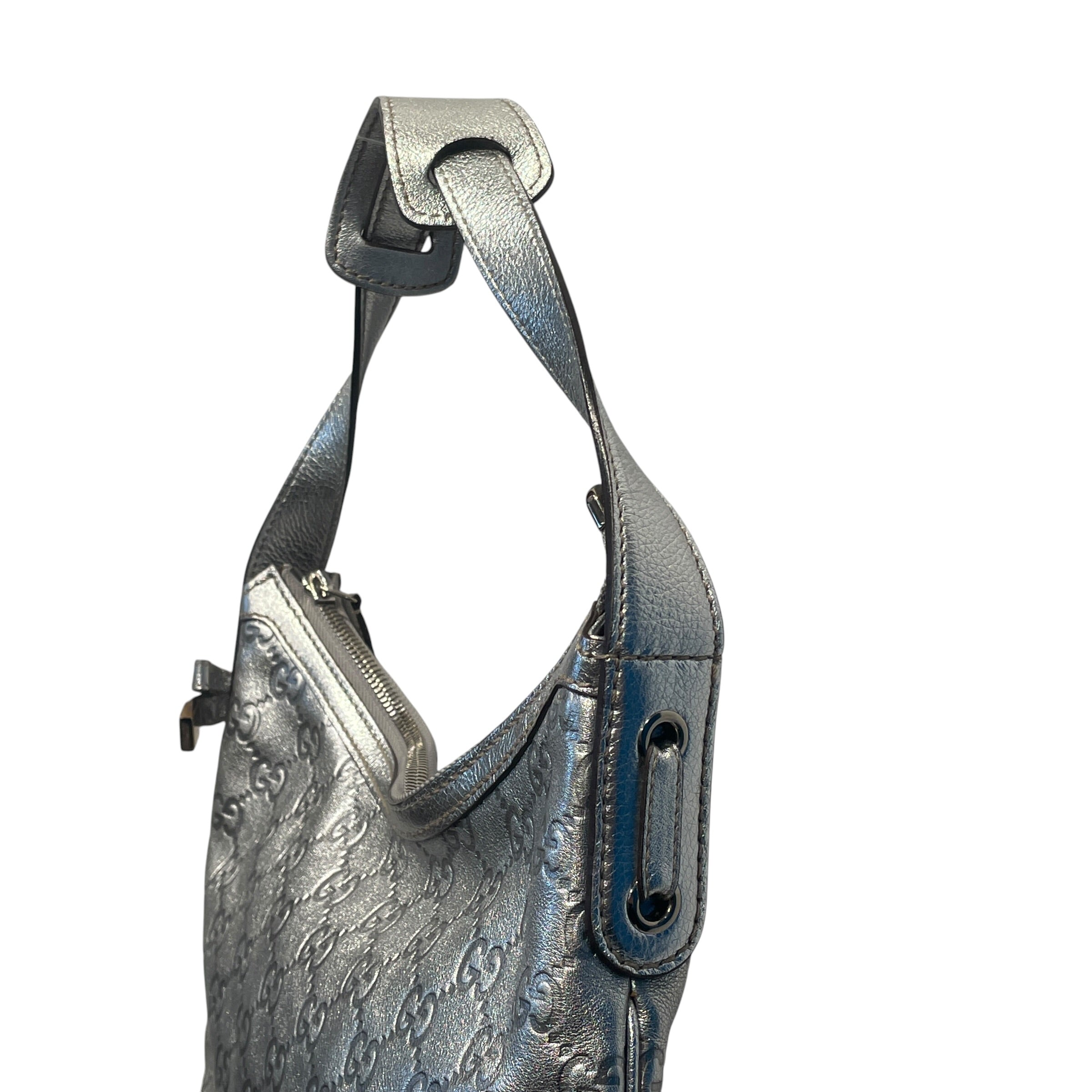 GUCCI/Tote Bag/Monogram/Leather/SLV/GG SIGNATURE PRINCY SMALL HOBO view 3