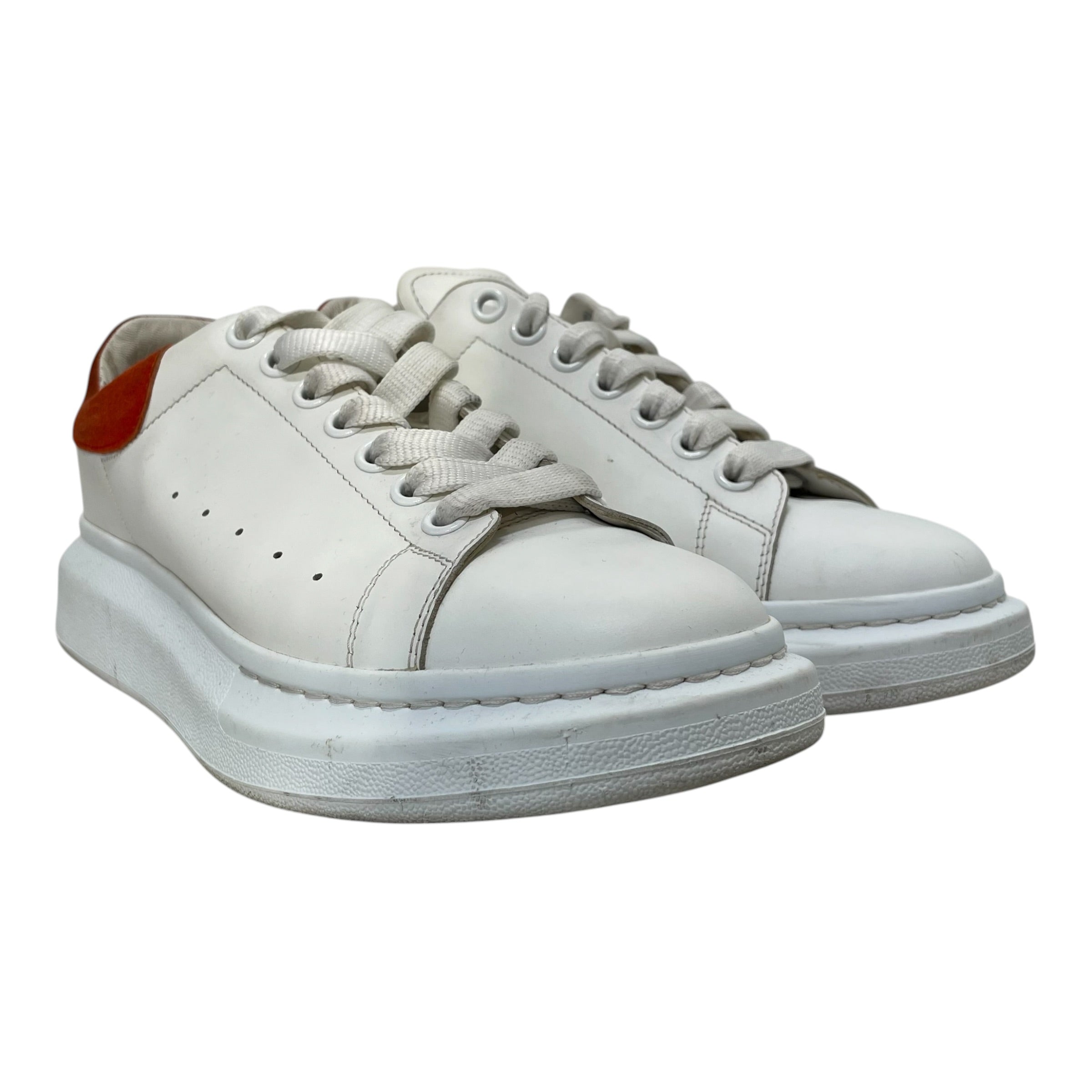 Alexander McQueen/Low-Sneakers/EU 40.5/Leather/WHT/ORANGE HEEL view 1