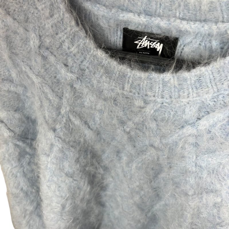 STUSSY/Sweater/XL/Alpaca/BLU/ FUZZY LATTICE CREW SWEATER