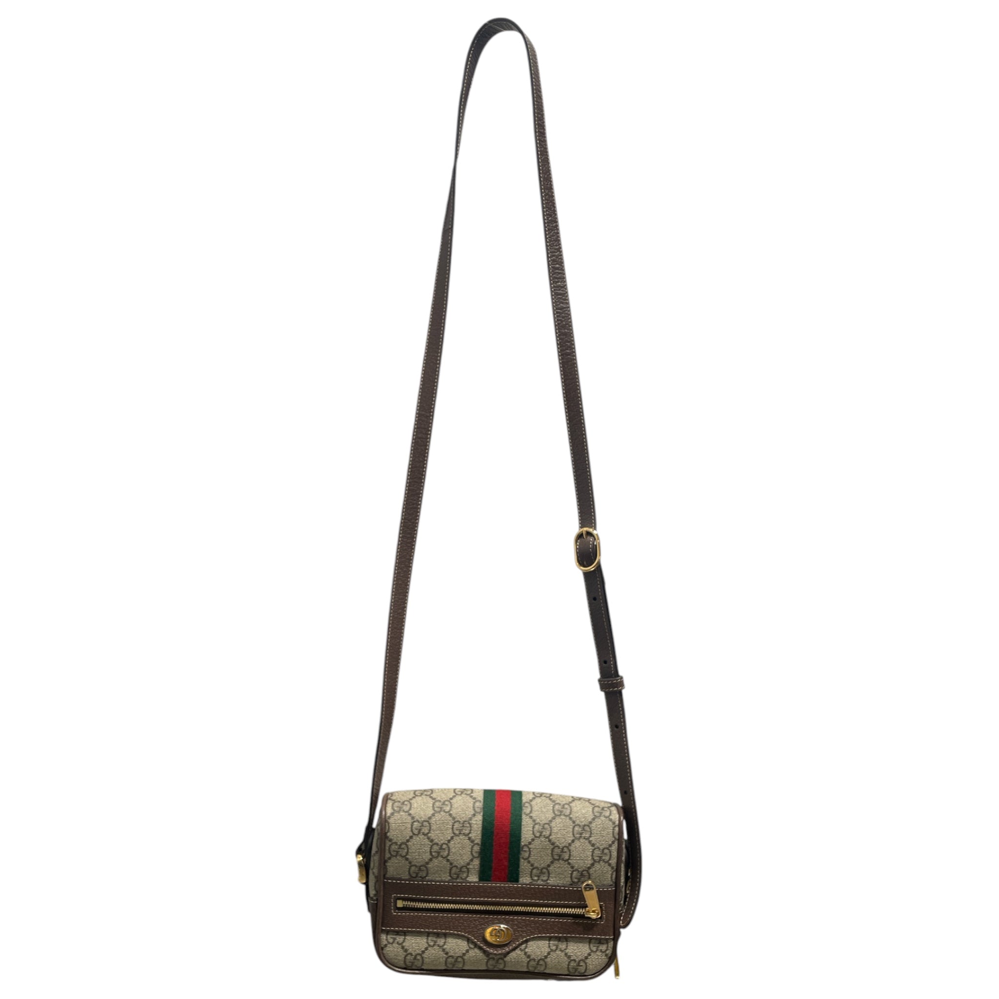 GUCCI/Cross Body Bag/Monogram/Leather/BRW/Ophidia GG supreme crossbody view 1
