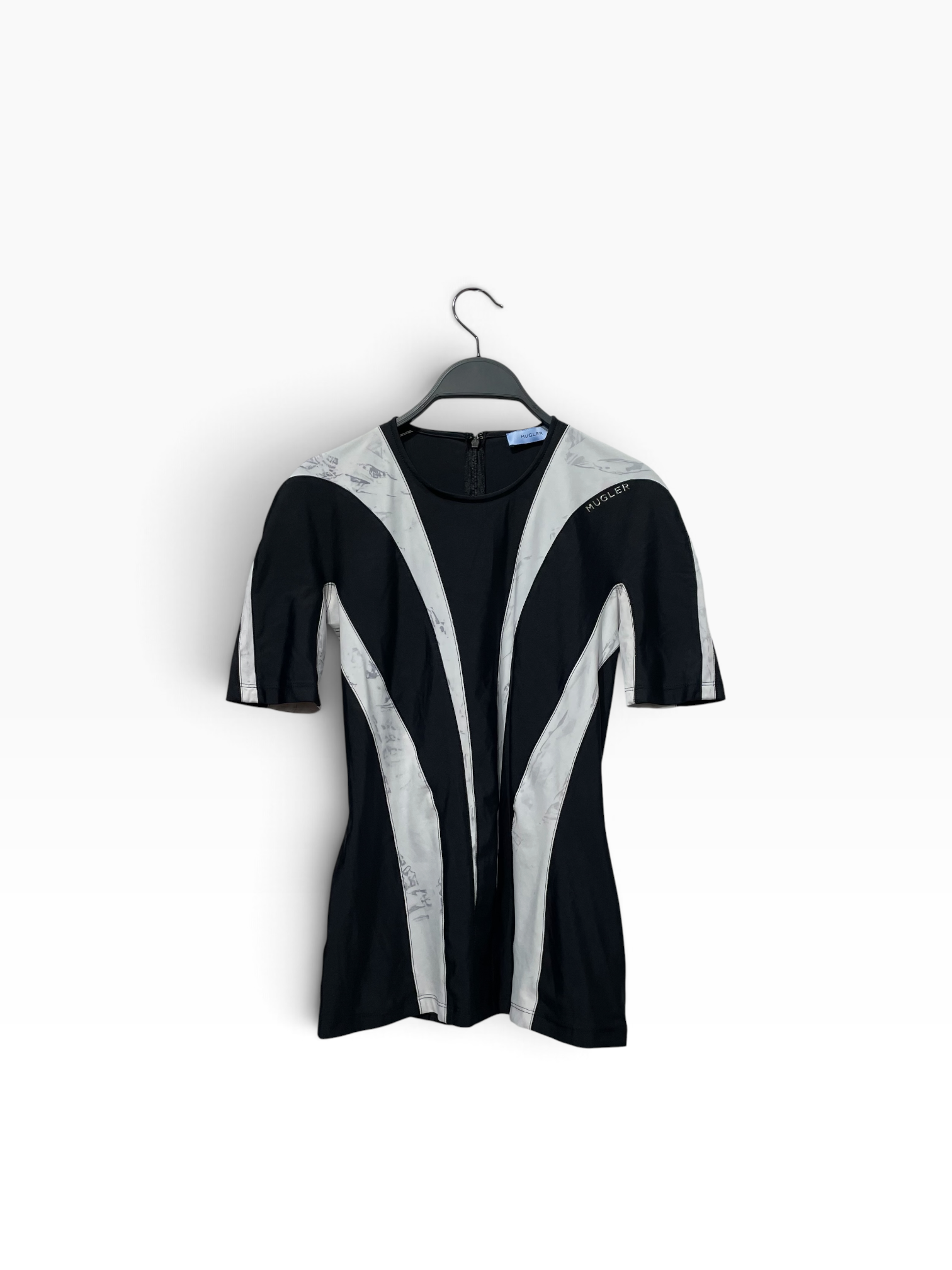 MUGLER/T-Shirt/36/Stripe/Polyester/WHT/ view 1