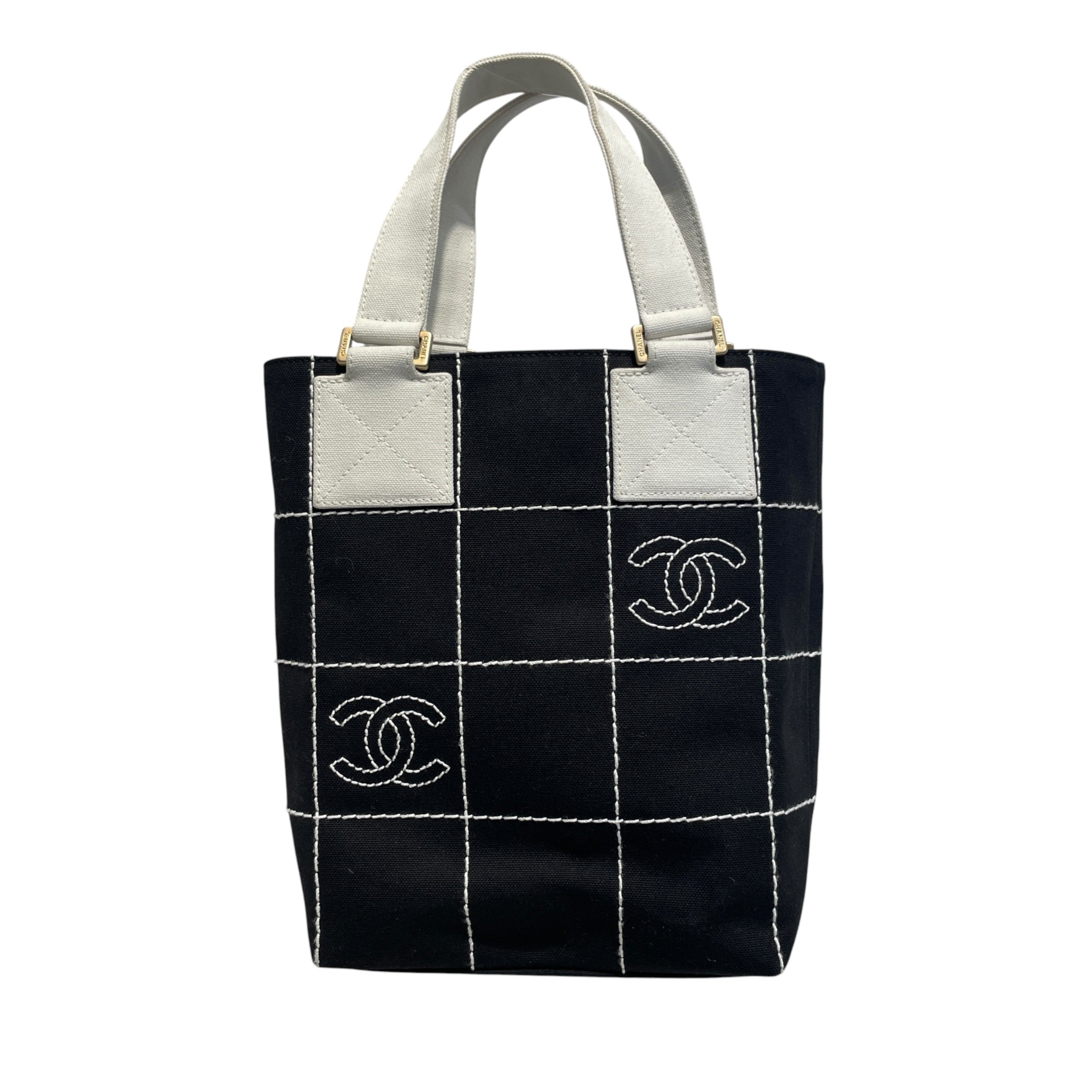CHANEL/Tote Bag/Cotton/BLK/Canvas Square Stitch Tote view 1