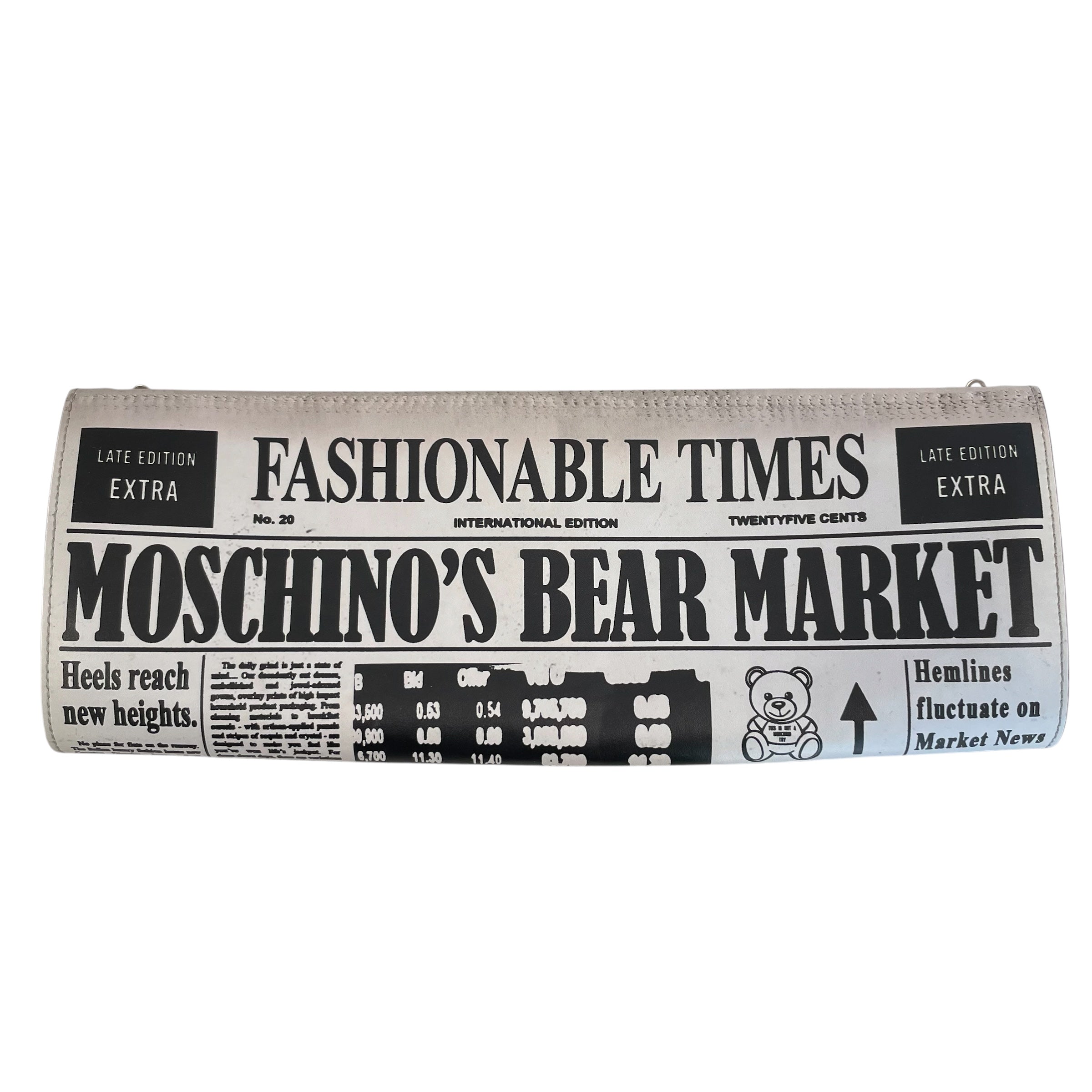 MOSCHINO/Cross Body Bag/All Over Print/WHT/newspaper clutch/blk view 1