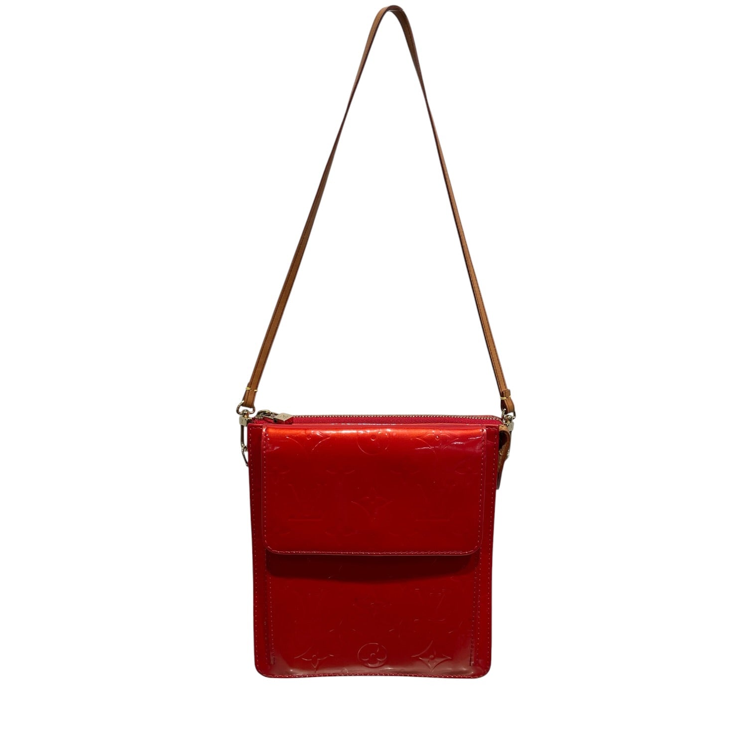 LOUIS VUITTON/Hand Bag/Leather/RED/Vernis Monogram Mott Bag view 1