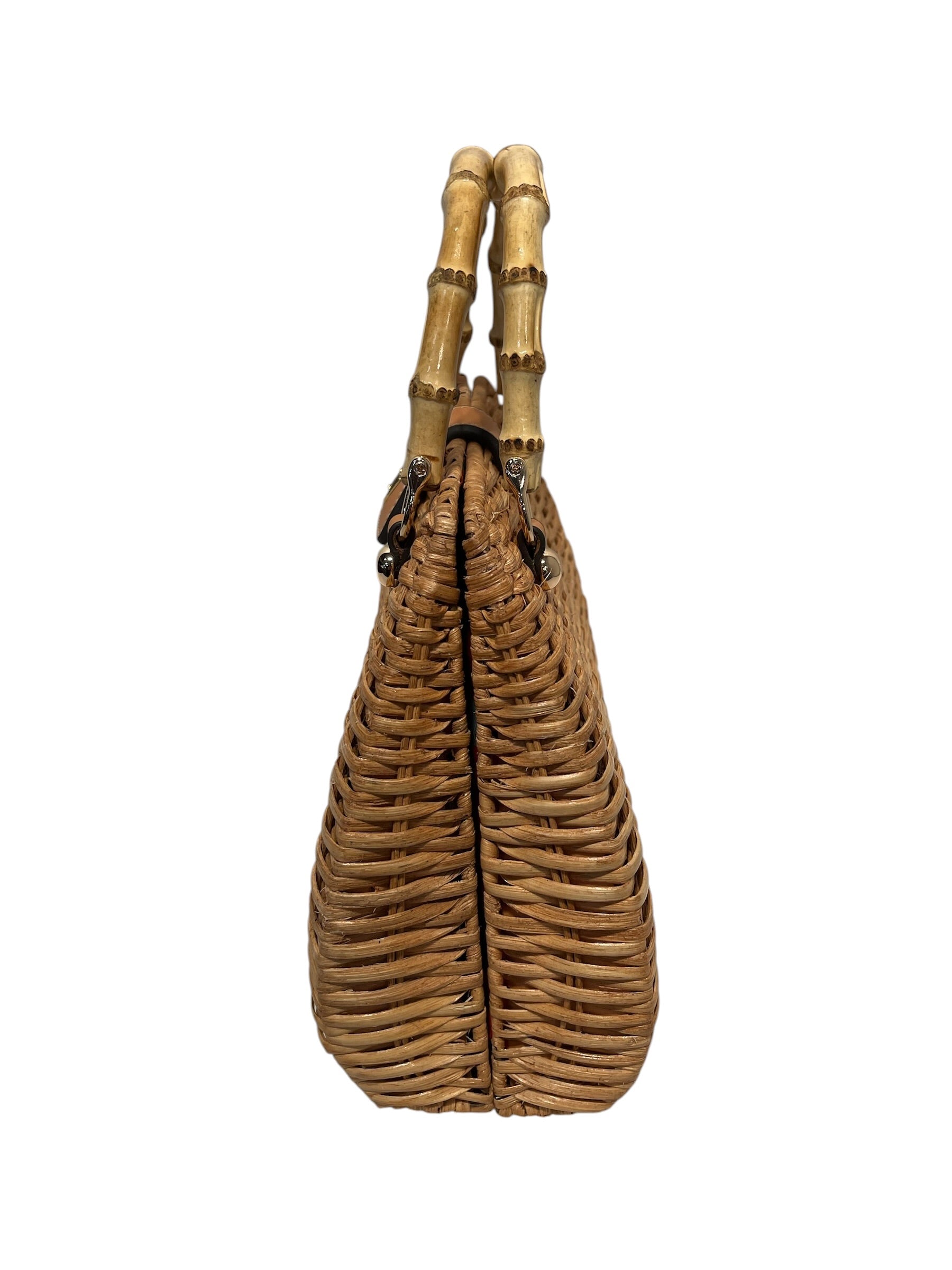 Frances Valentine/Hand Bag/Tweed/CML/Rooster Woven wicker top bag view 3