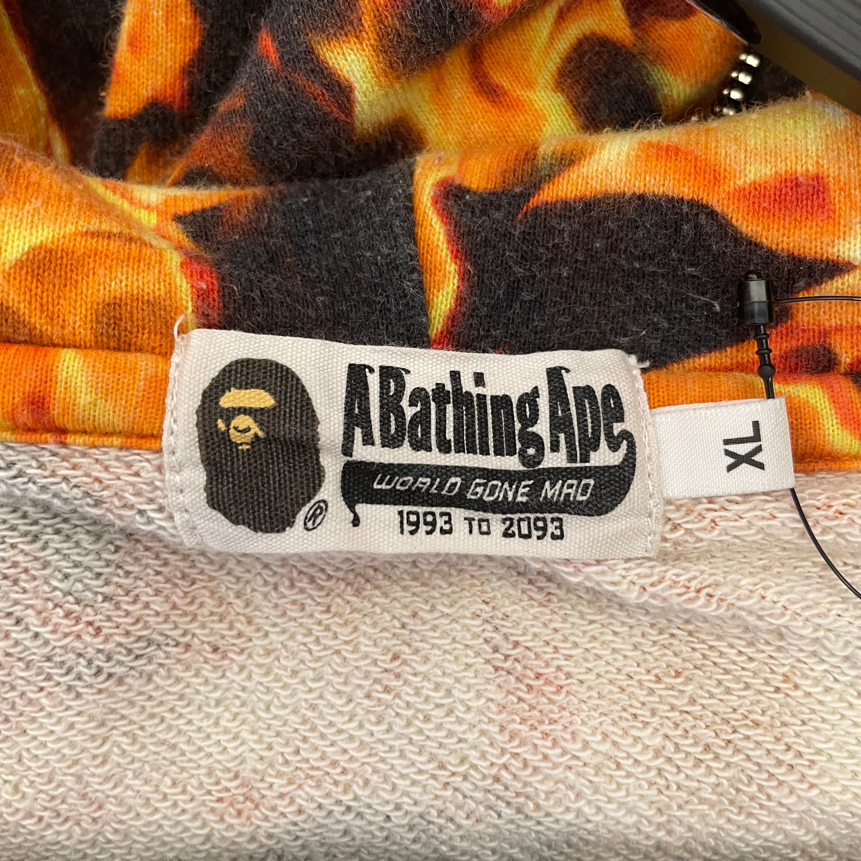 A BATHING APE/Zip Up Hoodie/XL/All Over Print/Cotton/ORN/FLAME PRINT BAPE SHARK HOODIE view 3