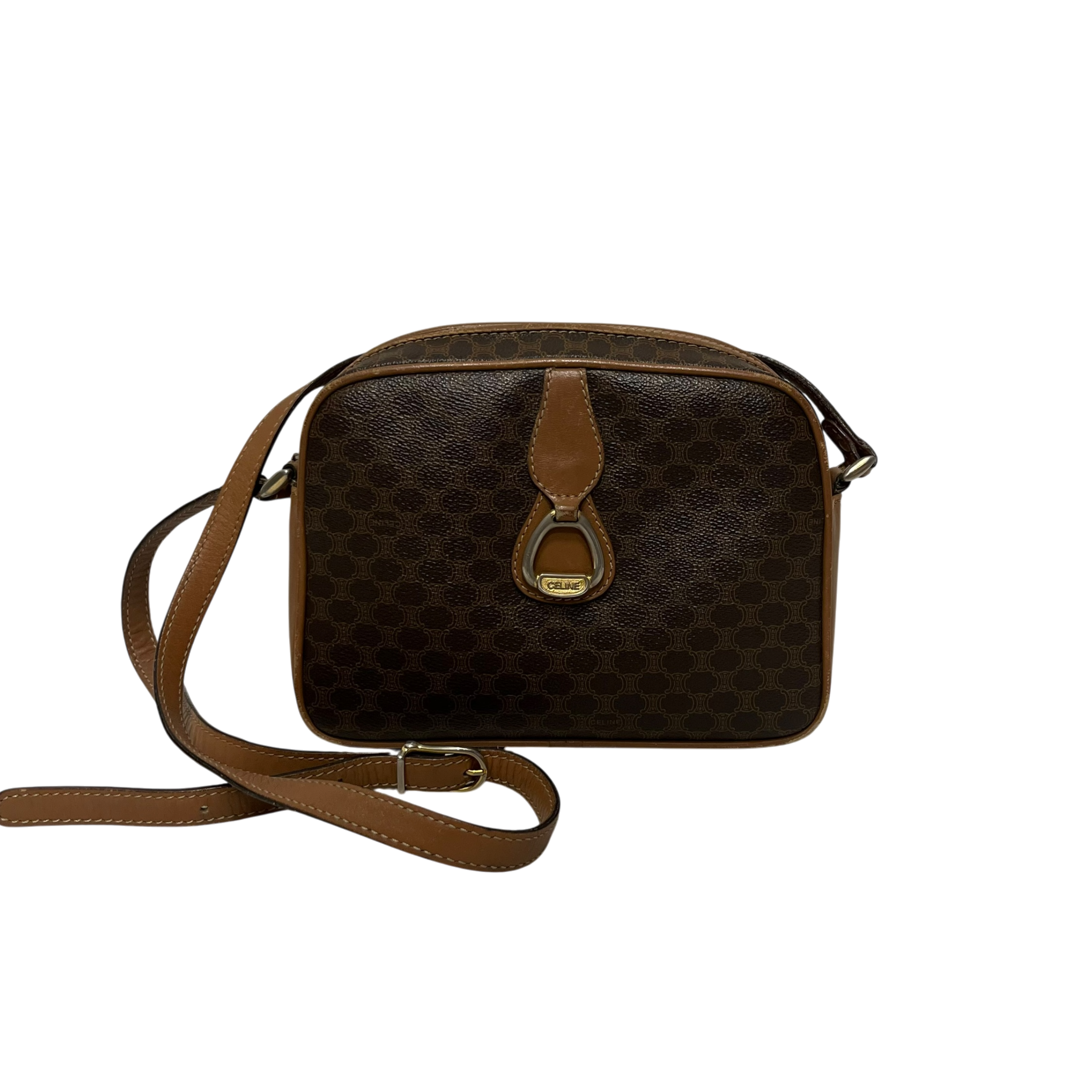 CELINE/Cross Body Bag/Monogram/Leather/BRW/MACADAM VINTAGE view 1