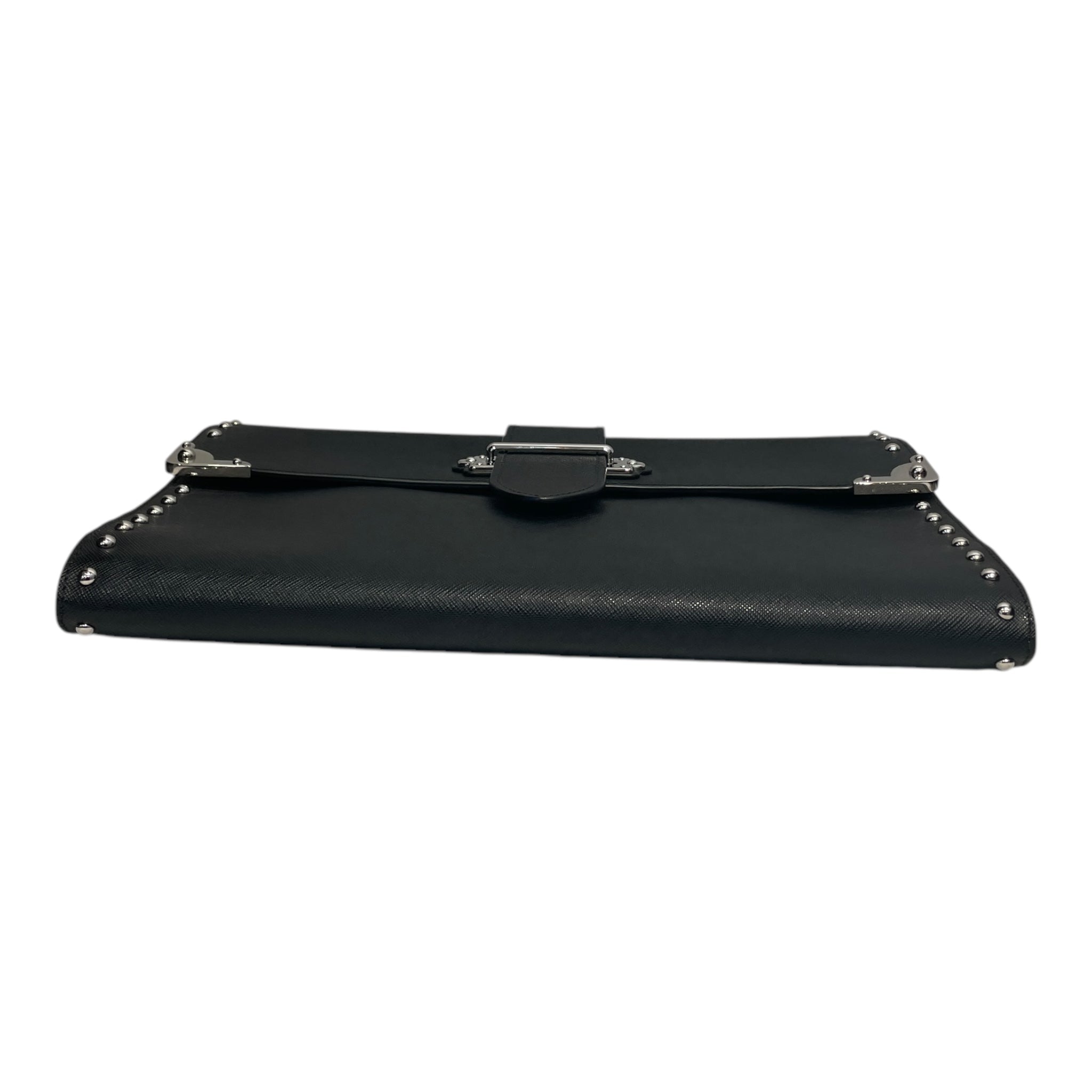 PRADA/Clutch Bag/OS/Leather/BLK/DOCUMENT CASE view 3