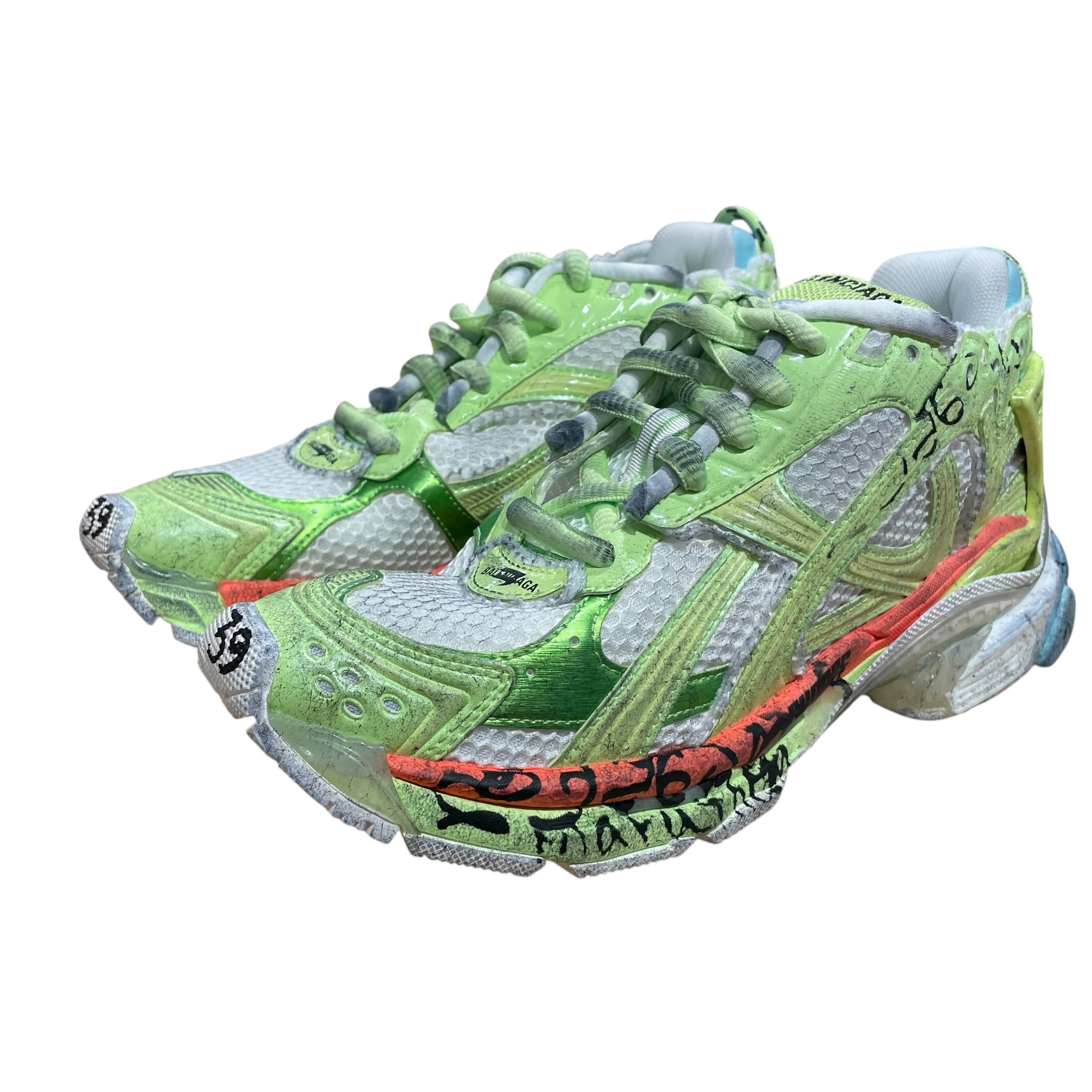 BALENCIAGA/Low-Sneakers/EU 39/GRN/RUNNER GRAFFITI WHT/ORN view 1