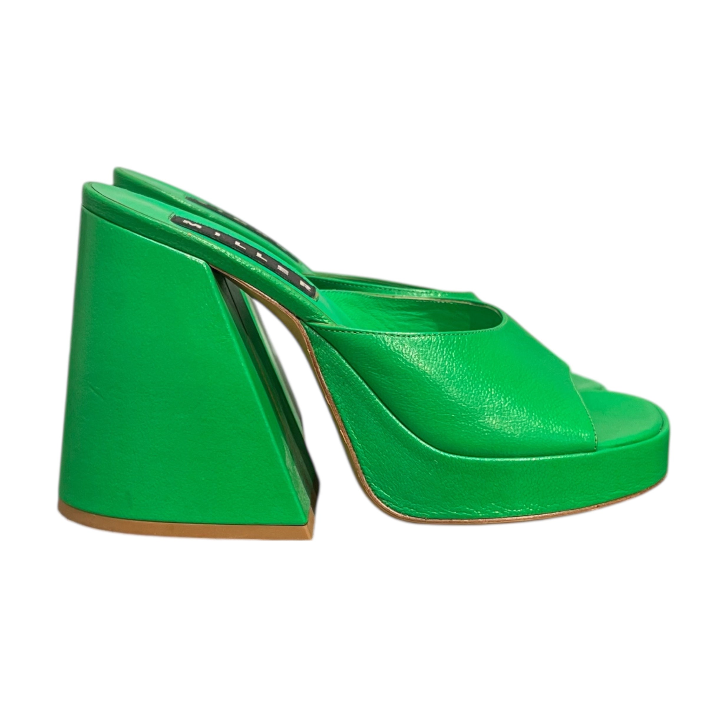 SIMON MILLER/Heels/EU 36/Leather/GRN/CHUNKY HEEL GRN LEATHER view 2