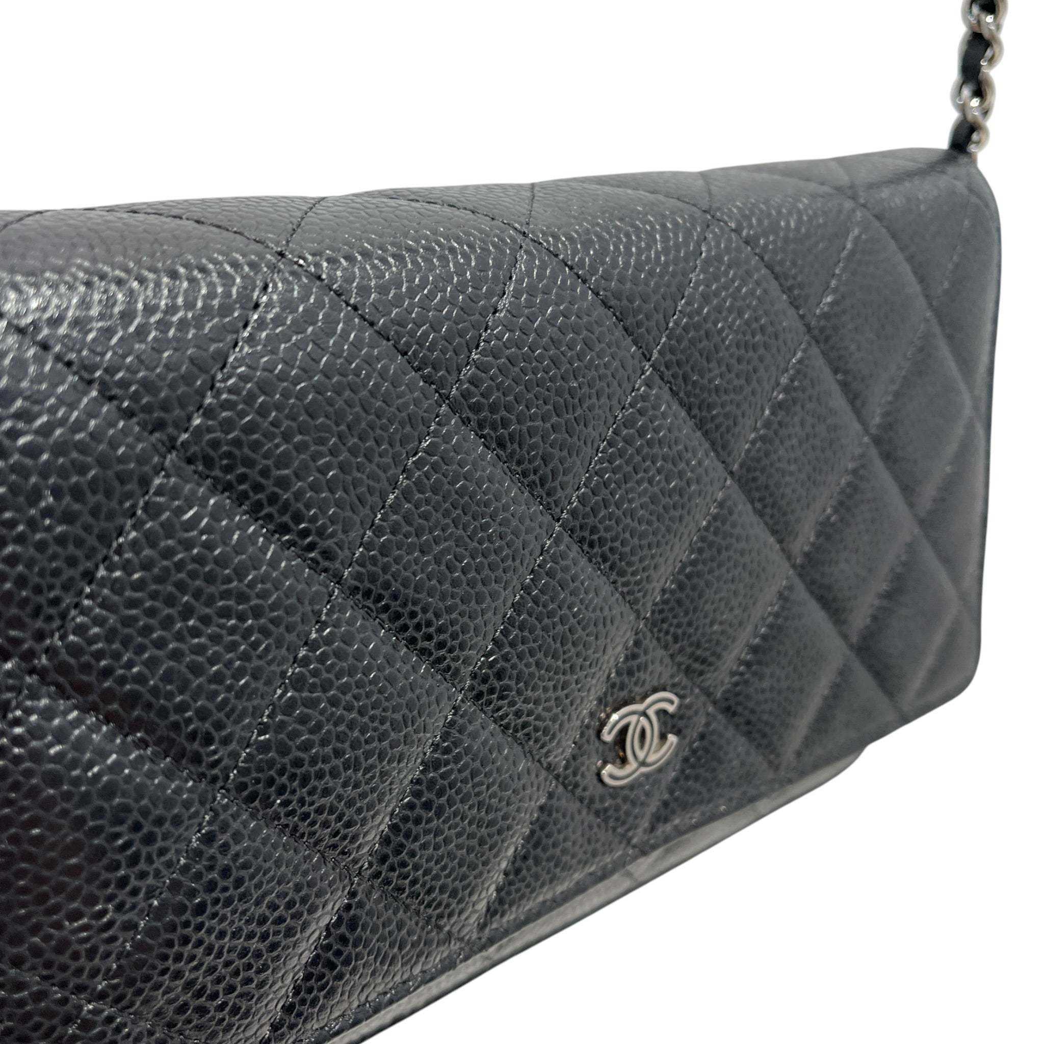 CHANEL/Cross Body Bag/Leather/BLK/classic wallet on chain/caviar view 6
