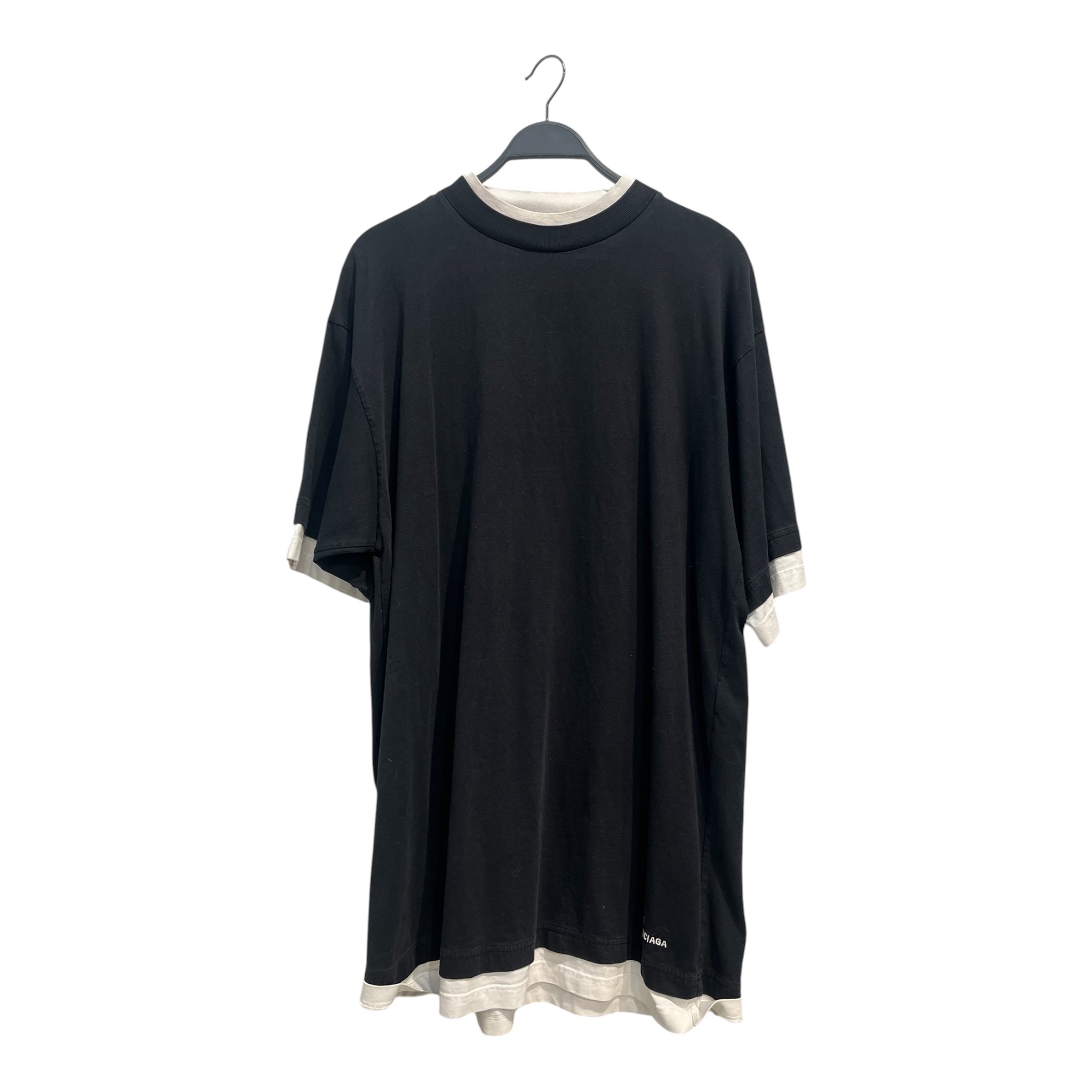 BALENCIAGA/T-Shirt/L/Cotton/BLK/WHITE COLLOR ADD ON view 1