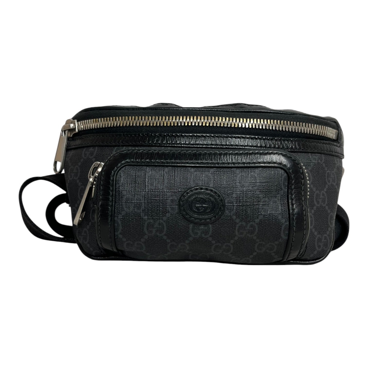 GUCCI/Fanny Pack/Monogram/Leather/BLK/Waist Bag view 1