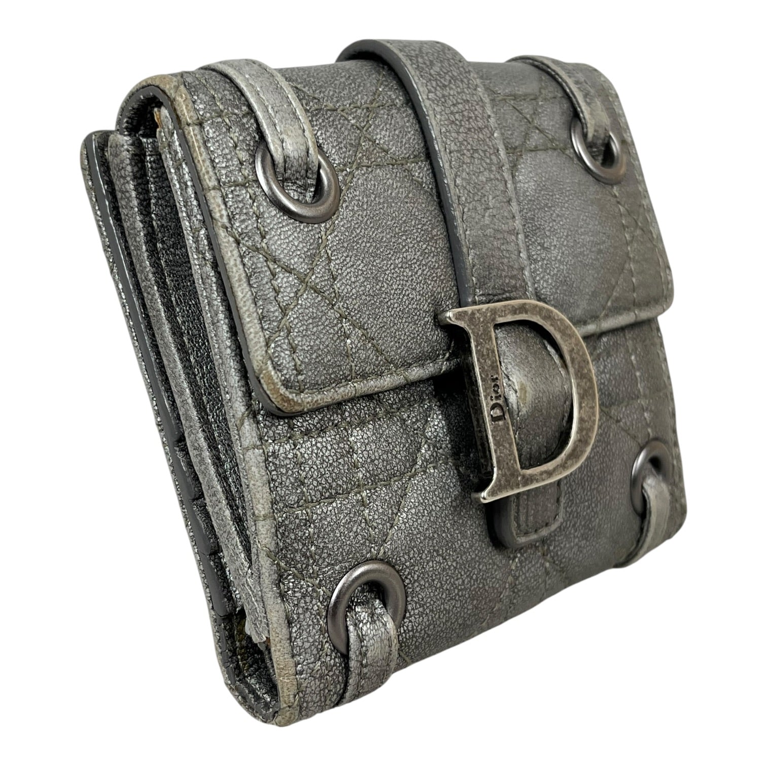 Christian Dior/Coin Wallet/Leather/SLV/QUILTED SILVER WALLET view 7