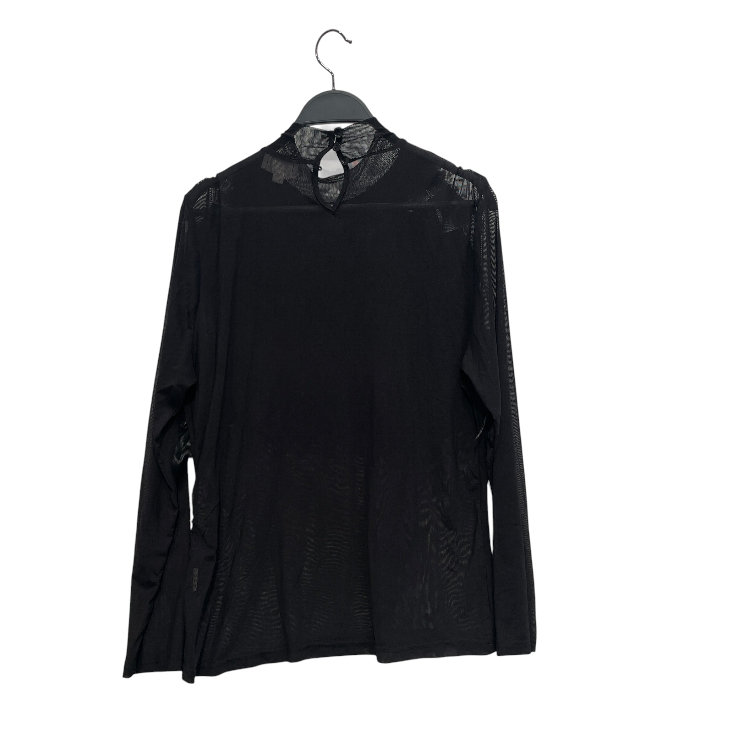 WOWO/LS Blouse/XL/BLK/FEATHER MESH MOCK NECK view 2
