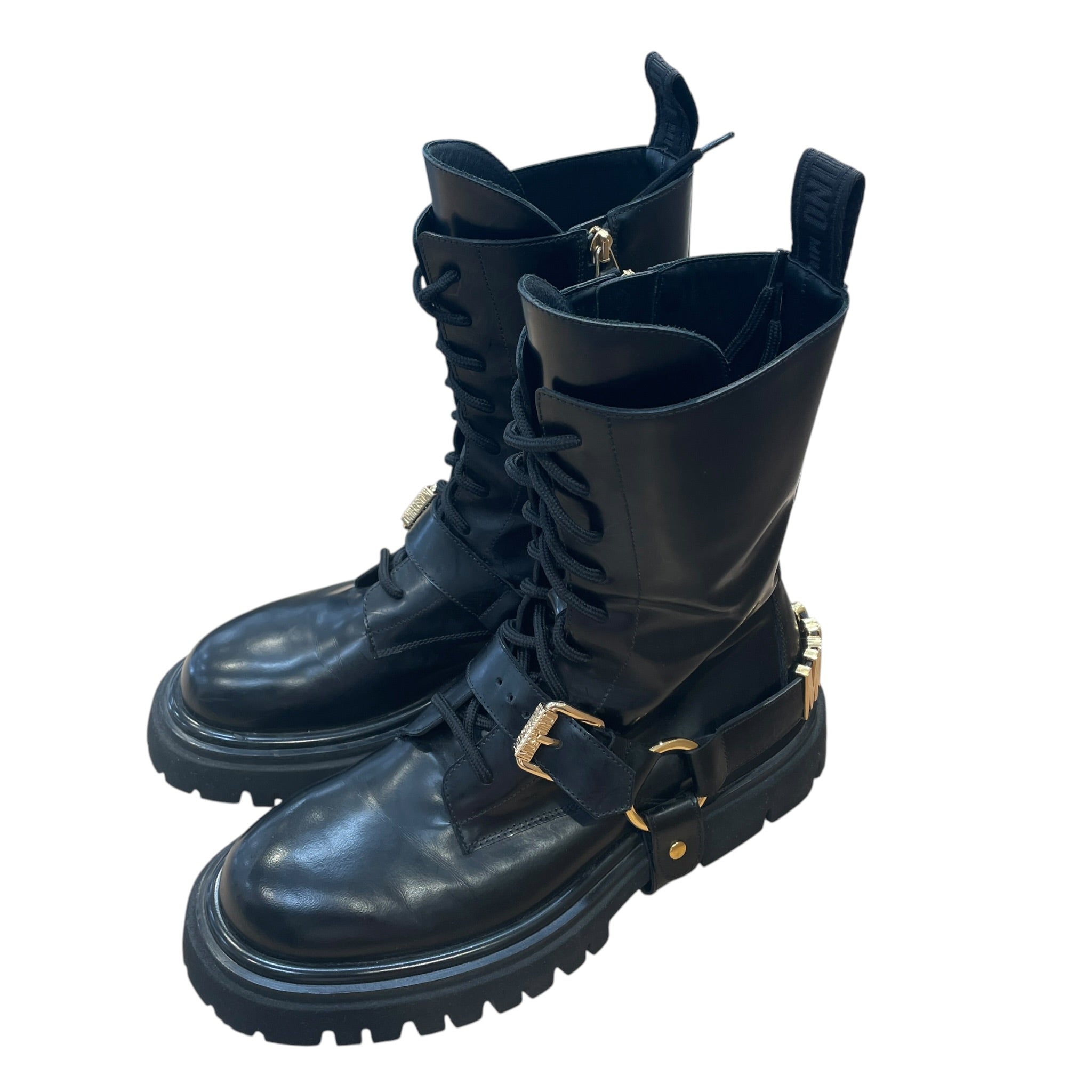 MOSCHINO/Lace Up Boots/EU 43/Leather/BLK/Harness Combat Boots view 2