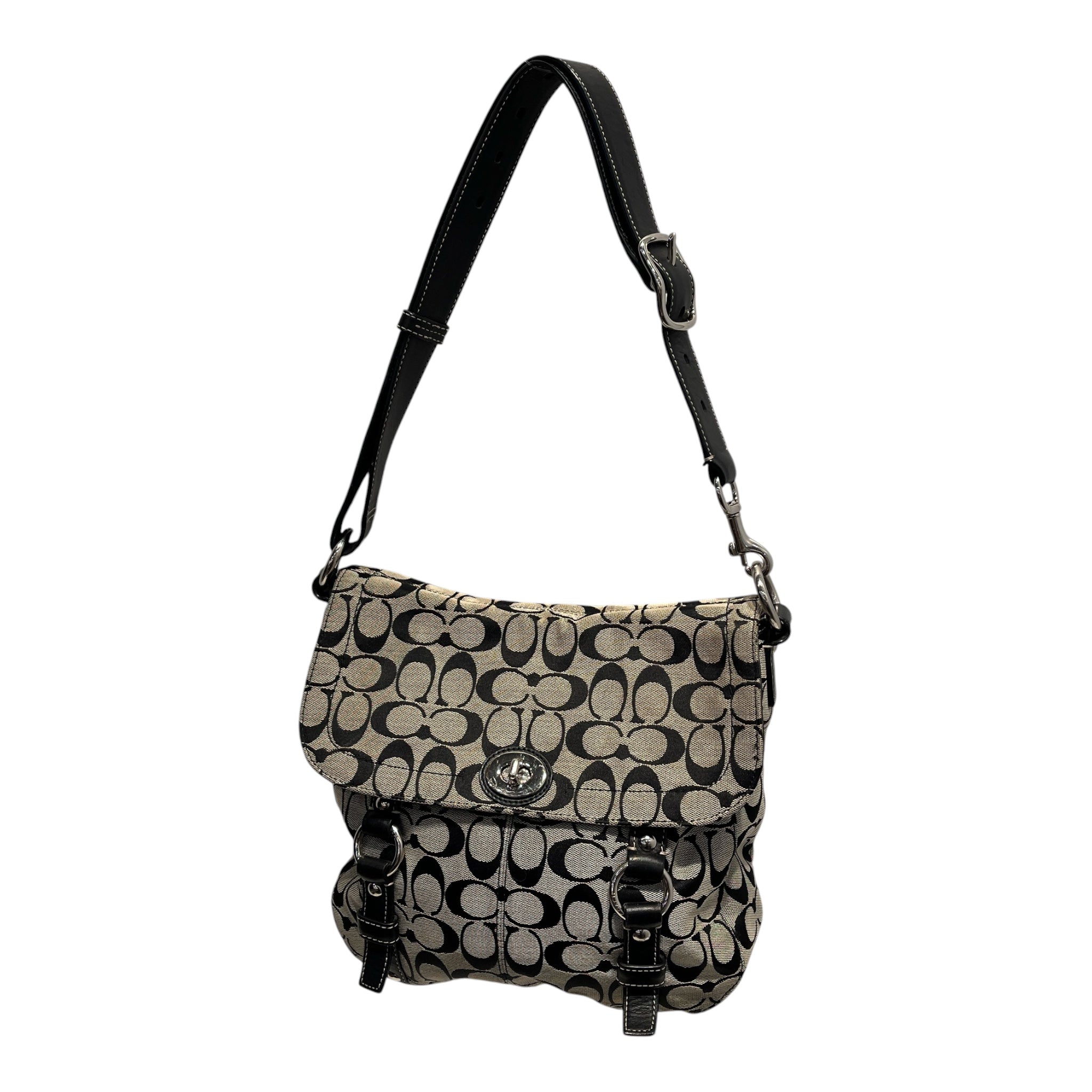 COACH/Hand Bag/All Over Print/Leather/BLK/signature chelsea messenger view 1