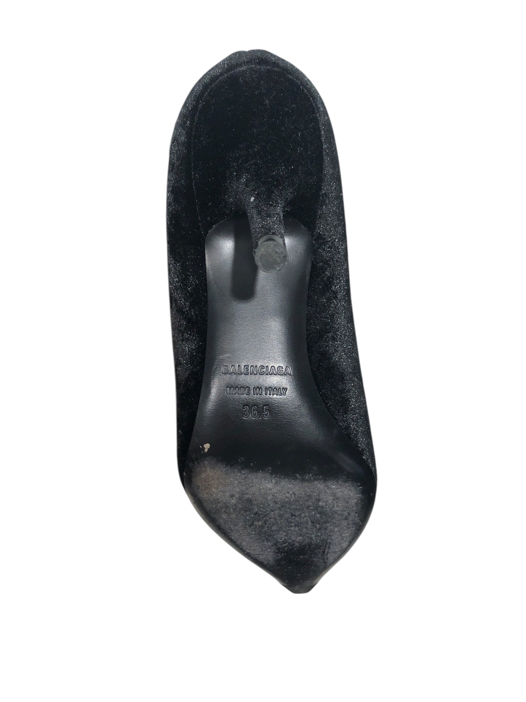 BALENCIAGA/Heels/EU 36.5/Velour/BLK/V-Tip/ view 4
