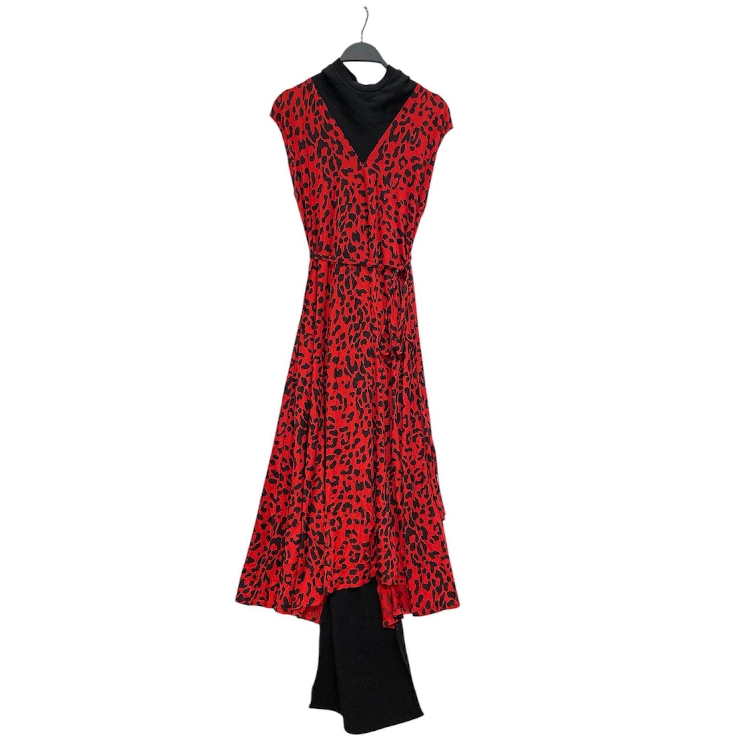 VETEMENTS/SL Dress/XS/Animal Pattern/Cotton/RED/CHEETAH PRINT KNIT NECK DRESS view 1