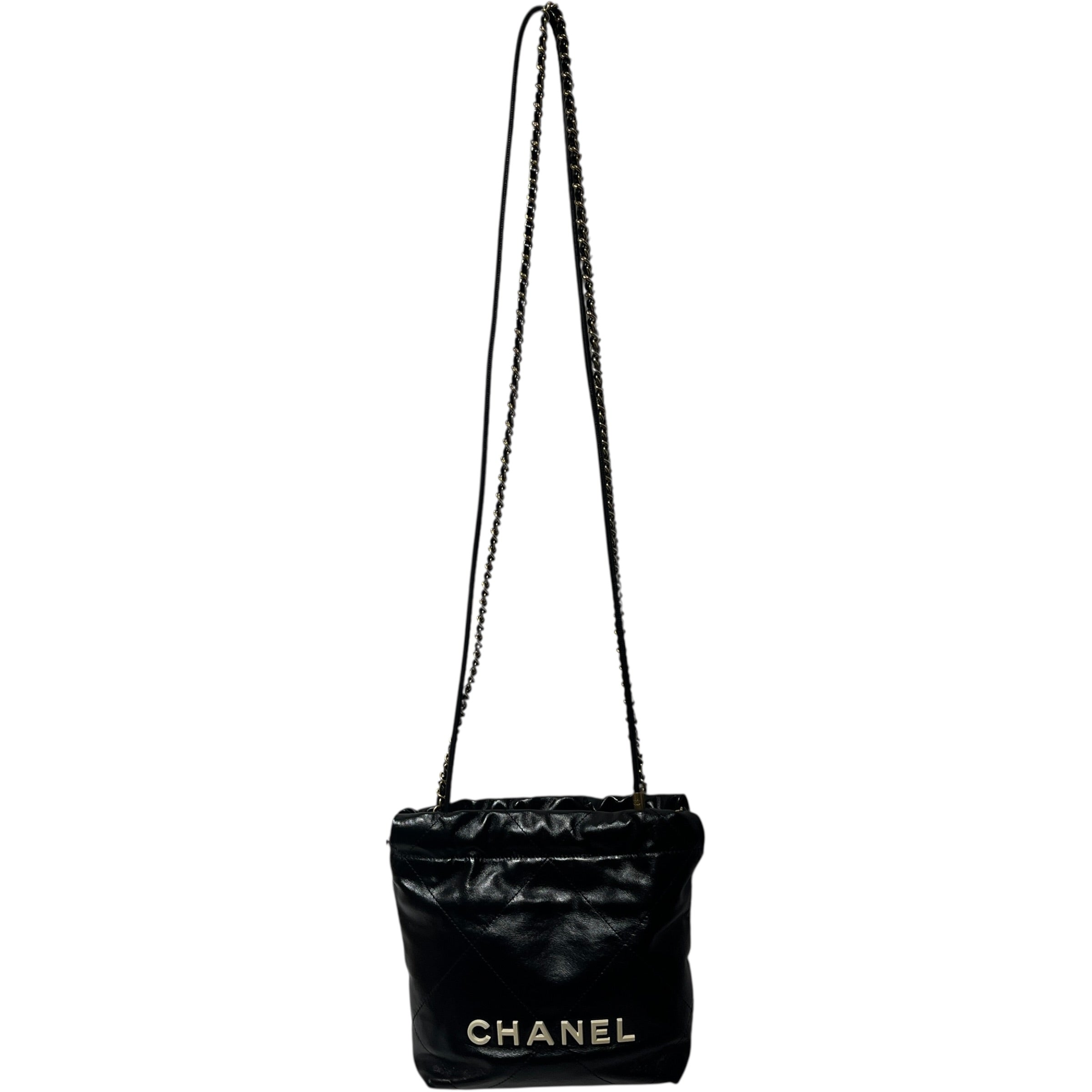 CHANEL/Cross Body Bag/Leather/BLK/QUILTED FRONT LOGO view 1