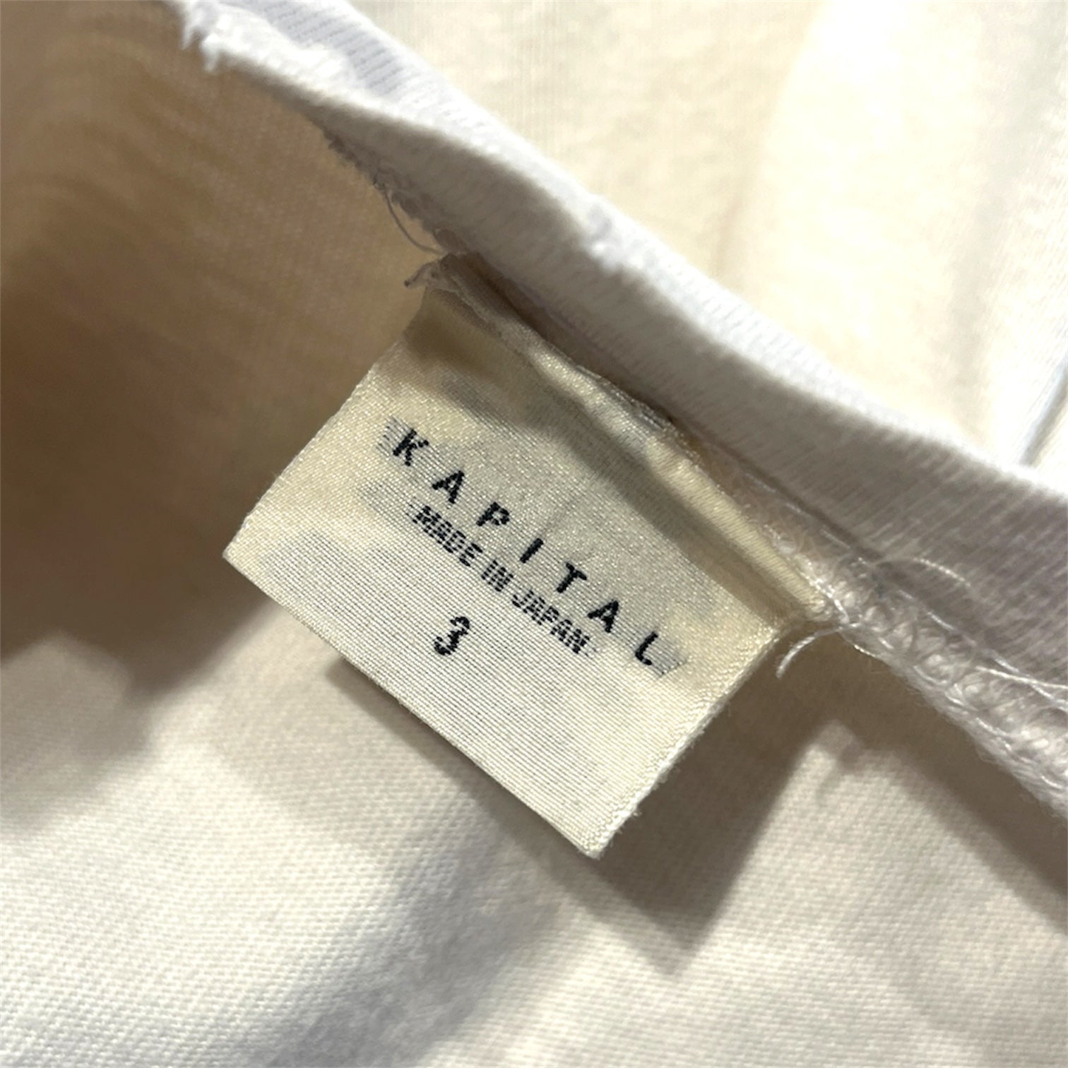 KAPITAL/LS T-Shirt/3/Cotton/WHT/Graphic/'Sorry' Bone Blue Sleeves view 3