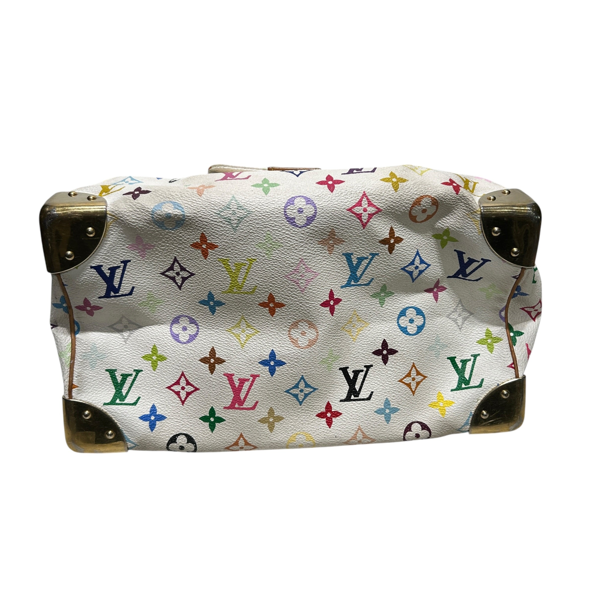 LOUIS VUITTON/Hand Bag/Monogram/Leather/WHT/Speedy White Murikami Handbag view 3