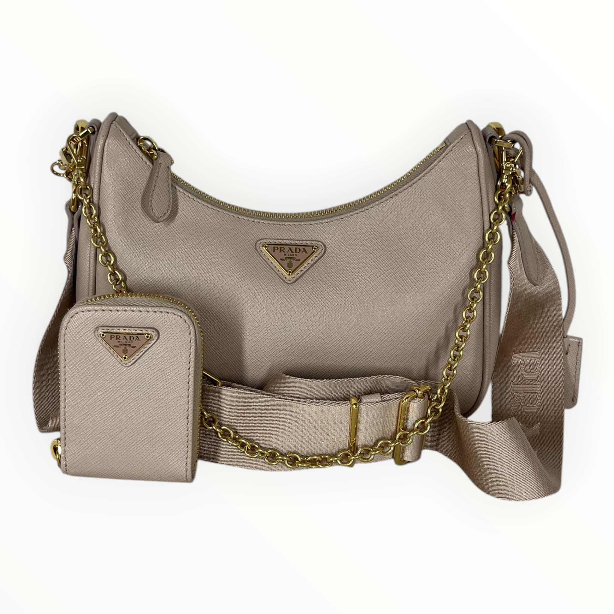 PRADA/Cross Body Bag/Leather/BEG/2005 Re-Edition Saffiano view 1