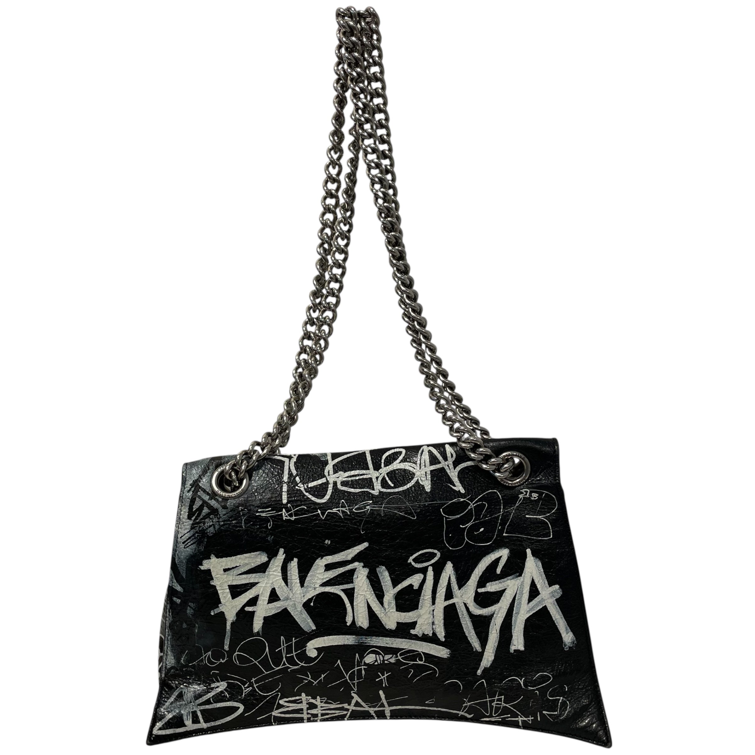 BALENCIAGA/Cross Body Bag/Graphic/Leather/BLK/balenciaga grafiti bag view 2