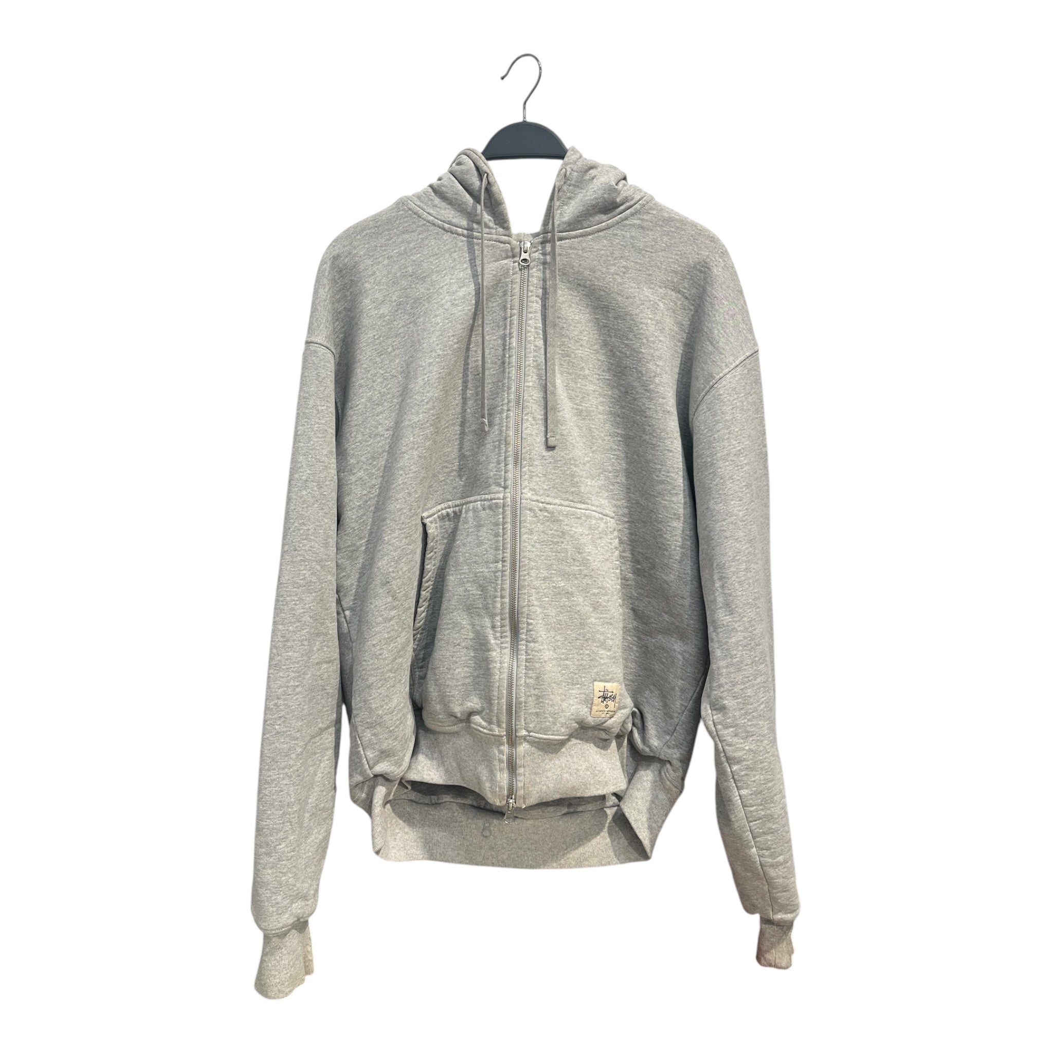 STUSSY/Zip Up Hoodie/XL/Cotton/GRY/DOUBLE FACE HEATHER PATCH LEFT view 1