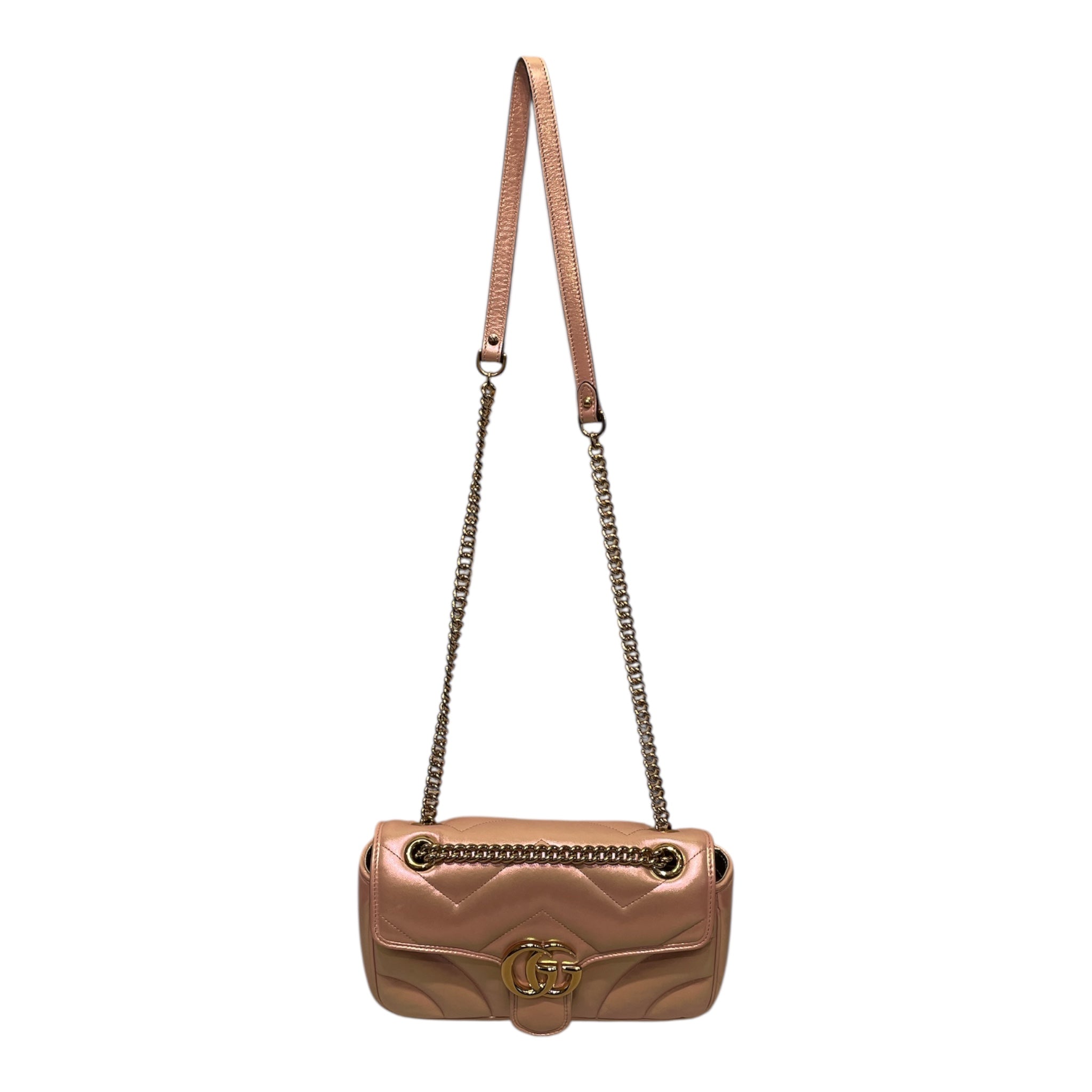 GUCCI/Cross Body Bag/Iridescent/Leather/PNK/GG Marmont Nappa Chevron view 1