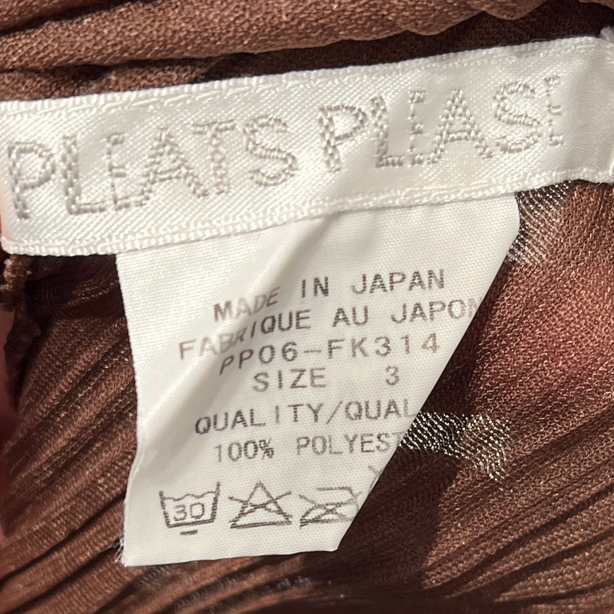 PLEATS PLEASE ISSEY MIYAKE/LS Blouse/3/Polyester/BRW/Pullover/Pleated Chocolate Brown V Neck view 3