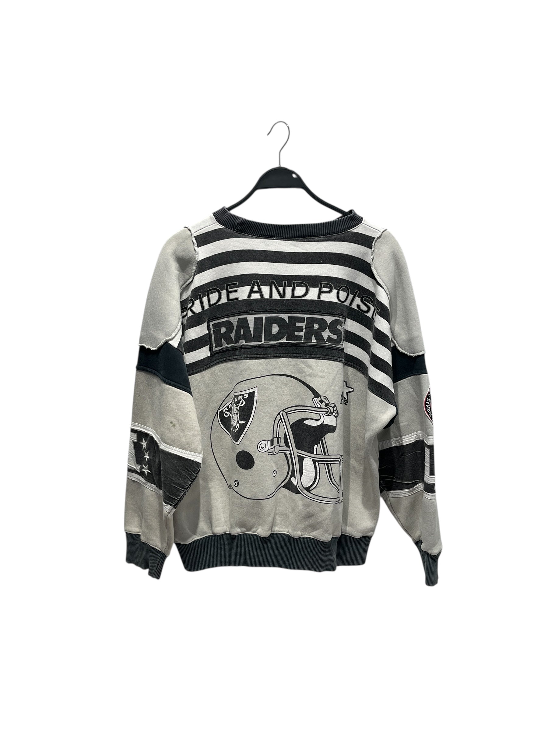 Vintage/STARTER/Sweatshirt/L/All Over Print/Cotton/GRY/90s patchwork raiders LA view 2