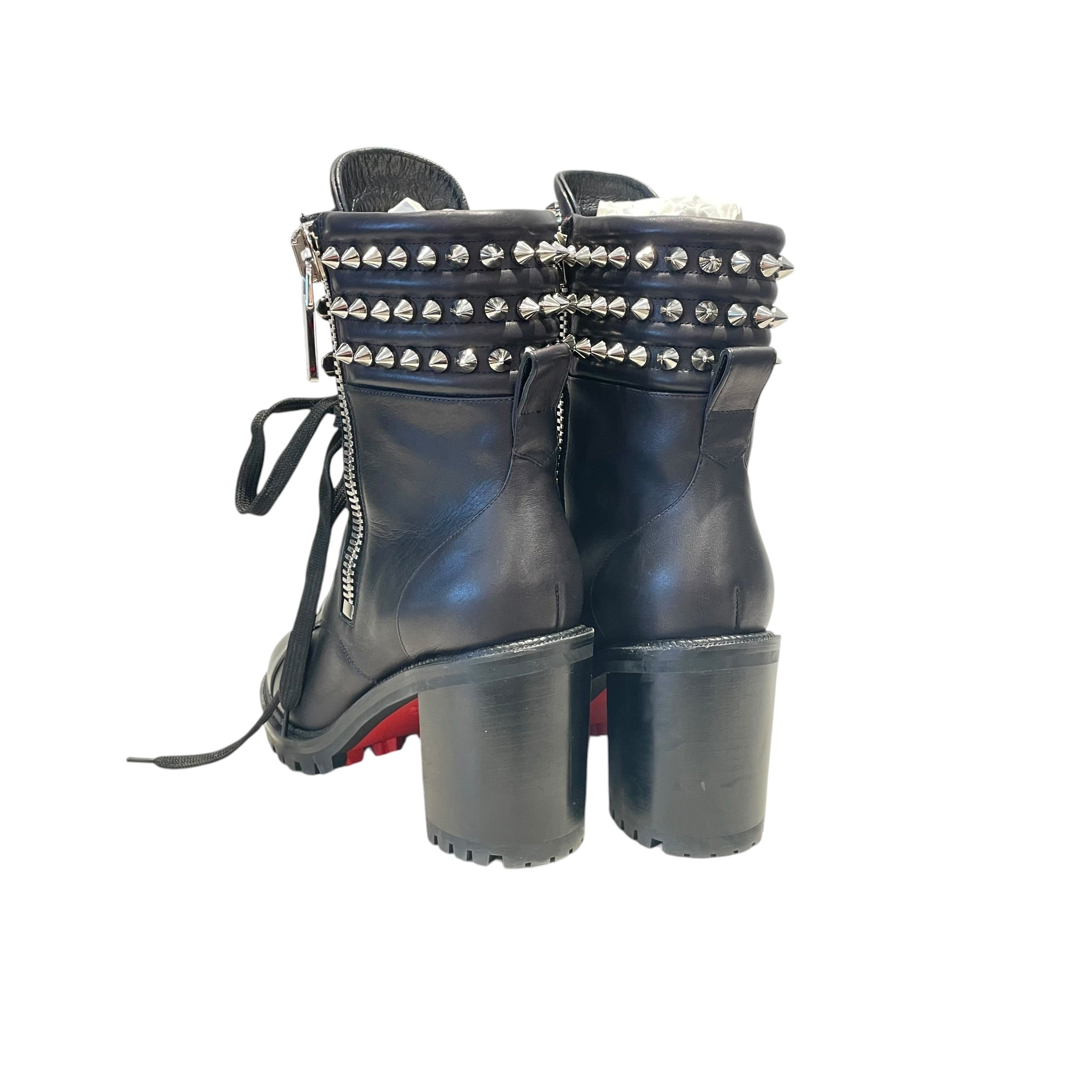 Christian Louboutin/Lace Up Boots/EU 39.5/Leather/BLK/Spiked Combat view 2