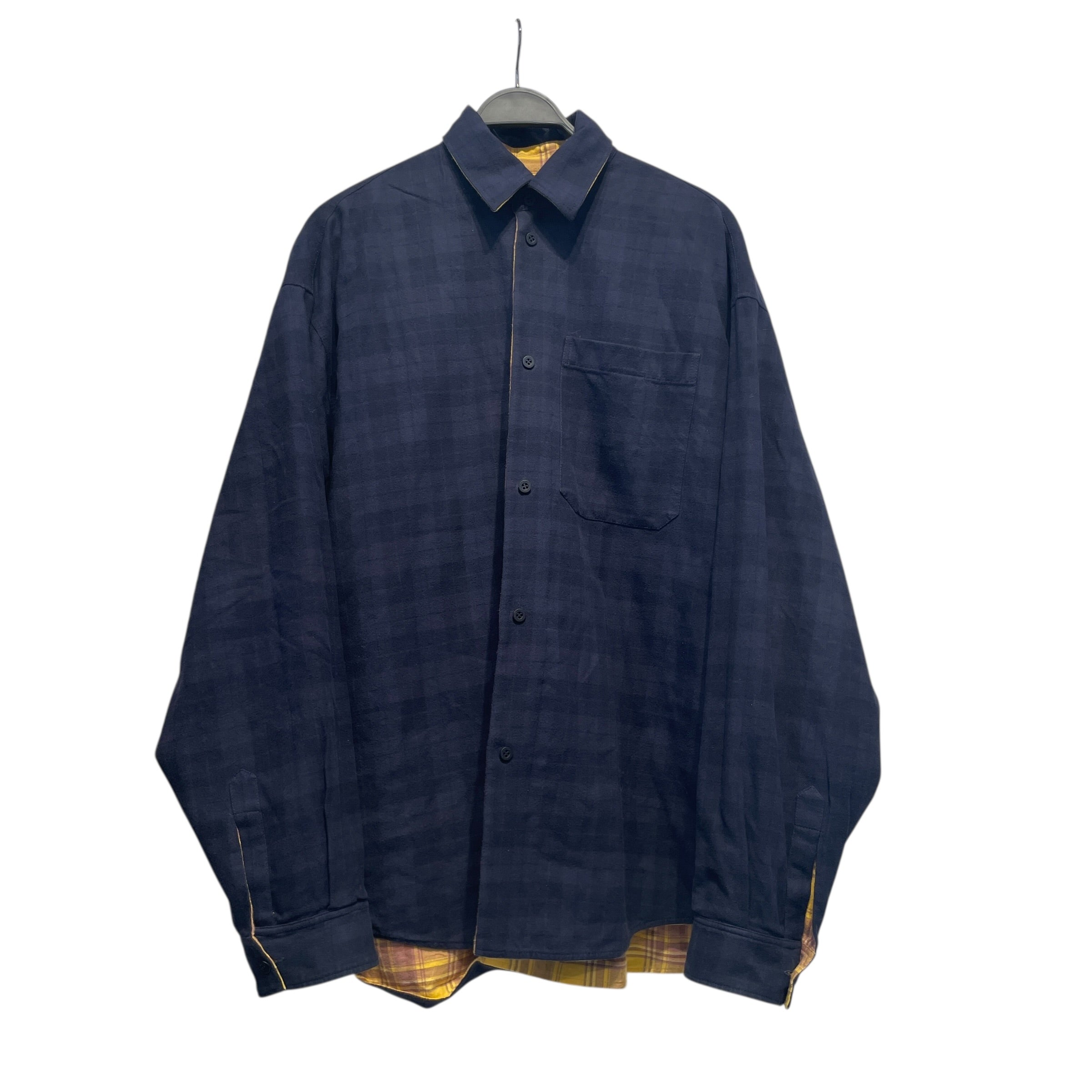 BALENCIAGA/LS Shirt/Cotton/NVY/REVERSAIABLE FLANNEL view 1