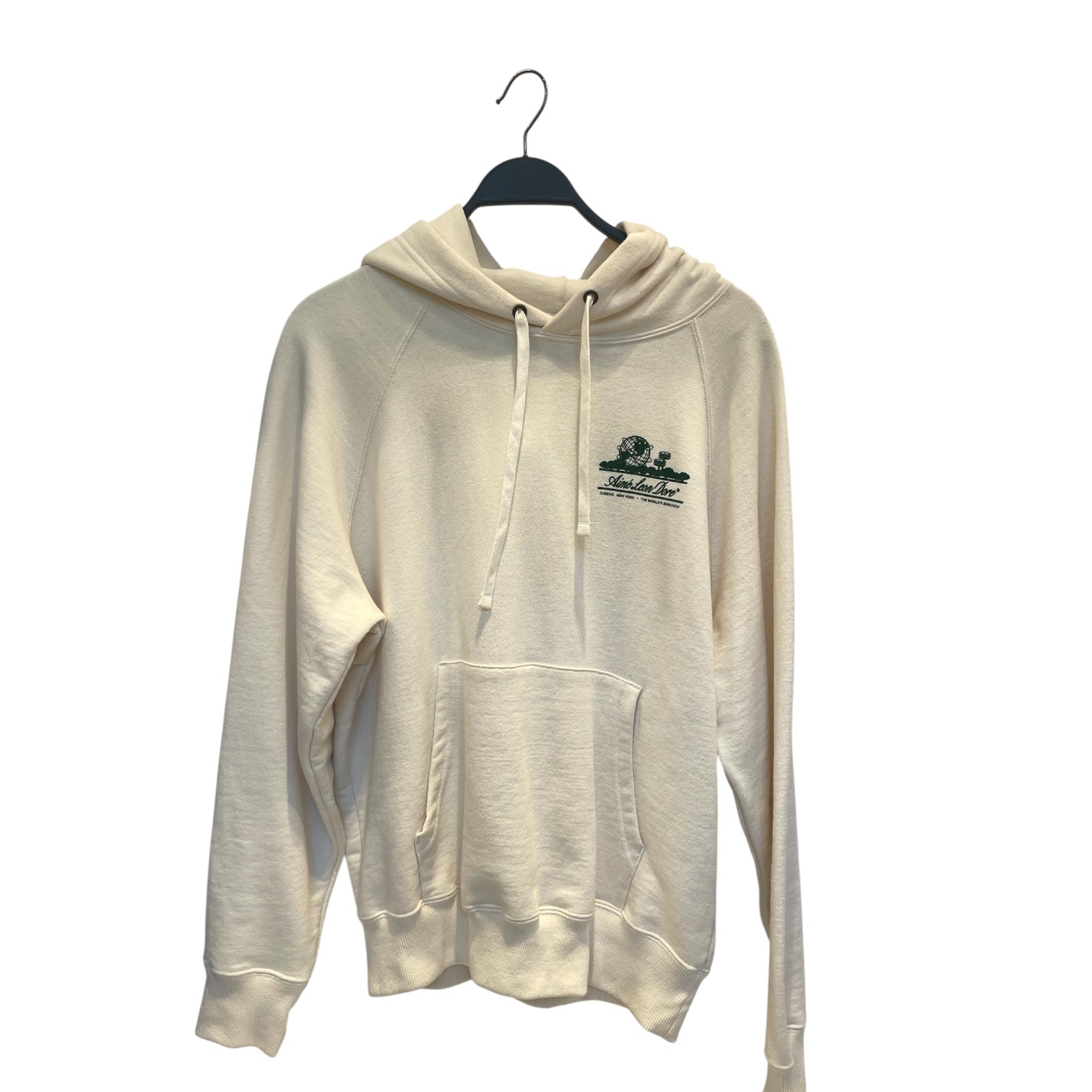 AIME LEON DORE/Hoodie/L/Cotton/WHT/GREEN CURSIVE, NAME ON BACK view 1