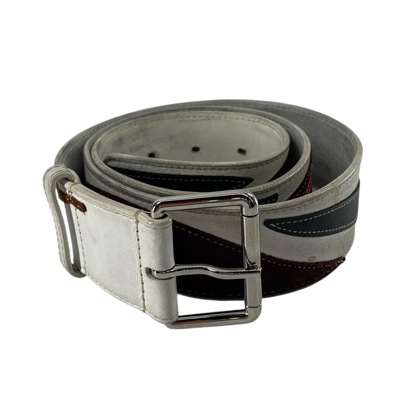 LANVIN/Belt/Leather/WHT/BLK + MAROON FELT