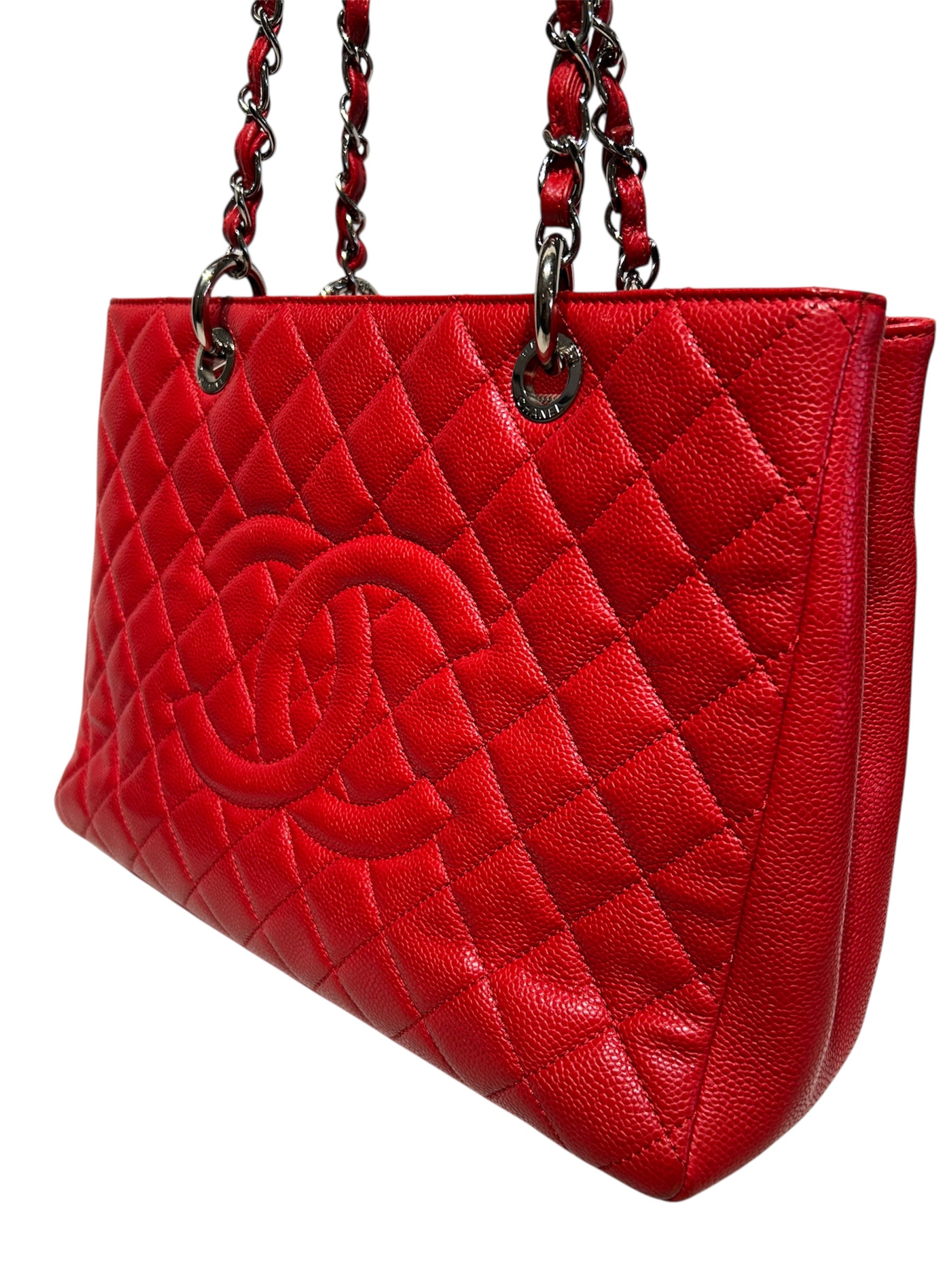 CHANEL/Tote Bag/Leather/RED/GRAND SHOPPING TOTE view 7