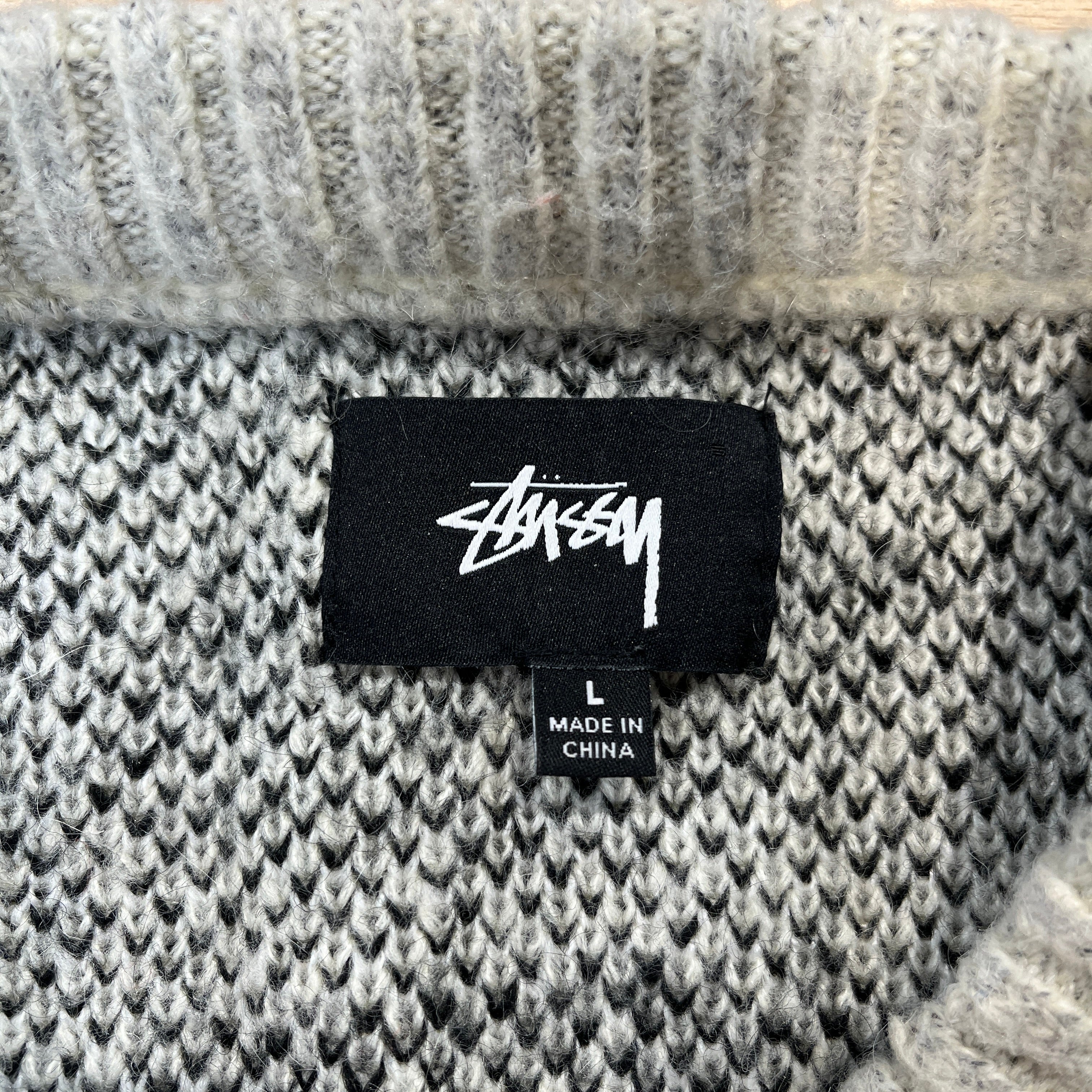 STUSSY/Sweater/L/Cotton/CRM/8 ball back logo view 3