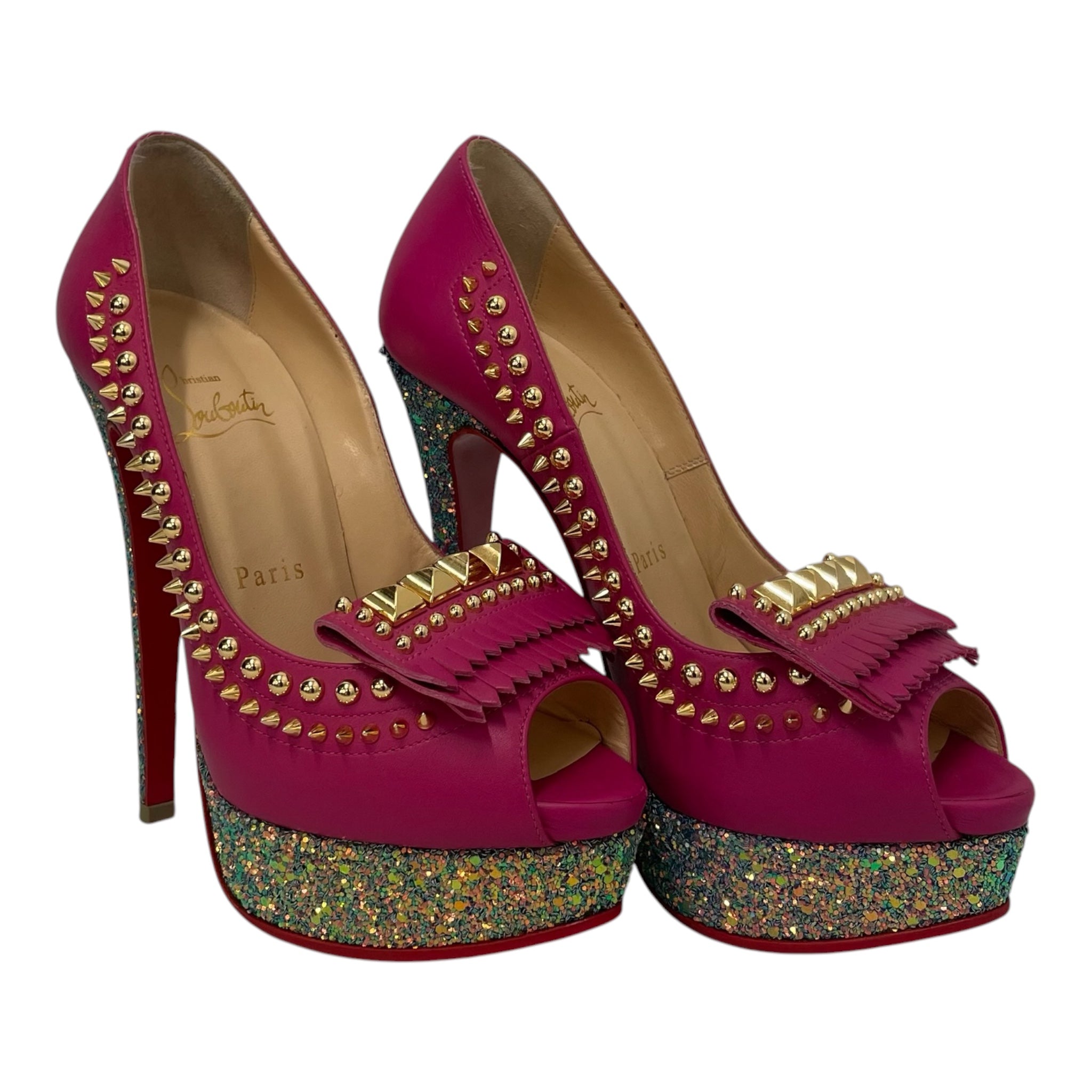 Christian Louboutin/Heels/EU 35.5/All Over Print/Nylon/PNK/LADYPEEP150 view 1