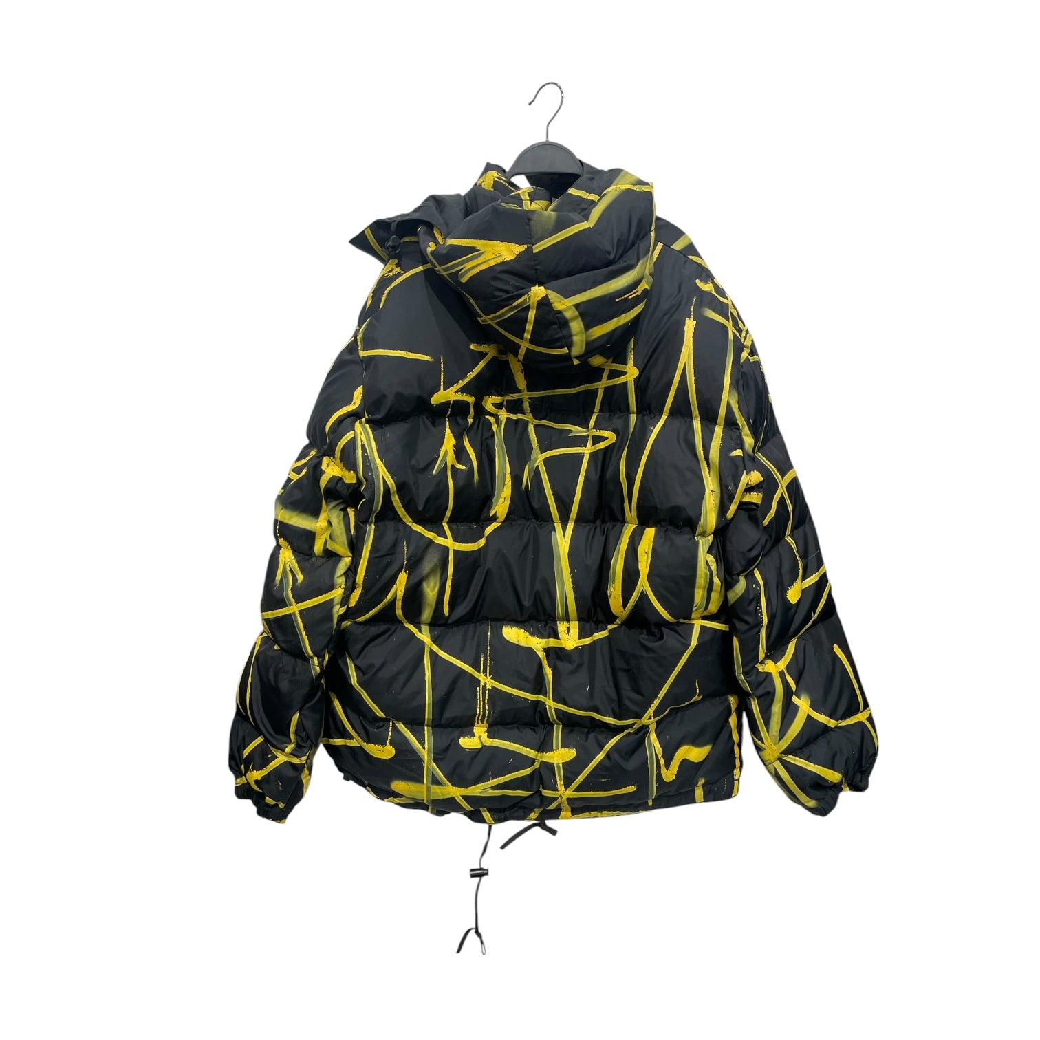 ADAPTATION/Puffer Jkt/L/Nylon/BLK/All Over Print/x saber yellow graffiti view 2