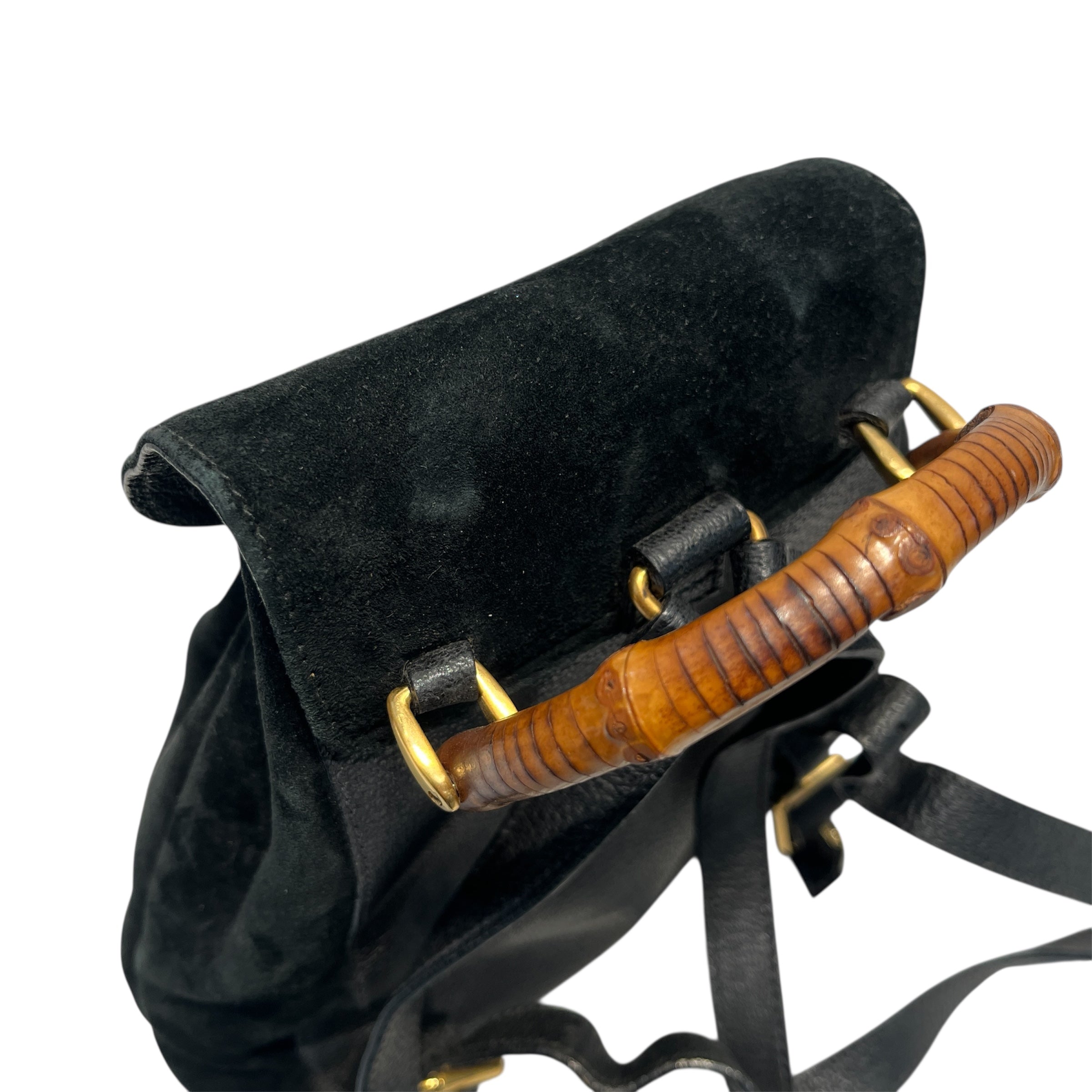 GUCCI/Backpack/S/Suede/BLK/suede mini backpack w/bamboo view 5