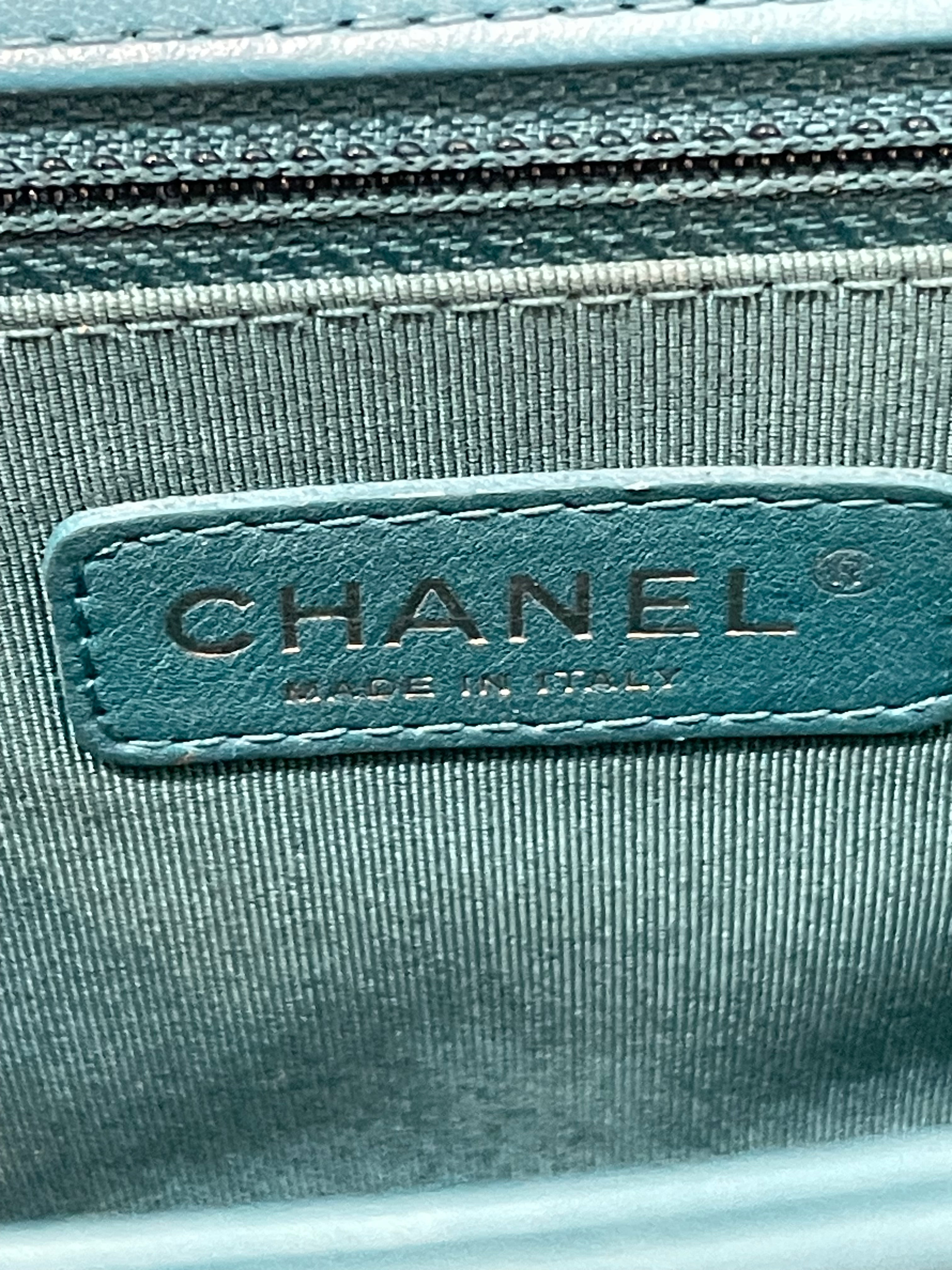 CHANEL/Hand Bag/Border/Lambskin/BLU/boy bag teal/gun metal view 5